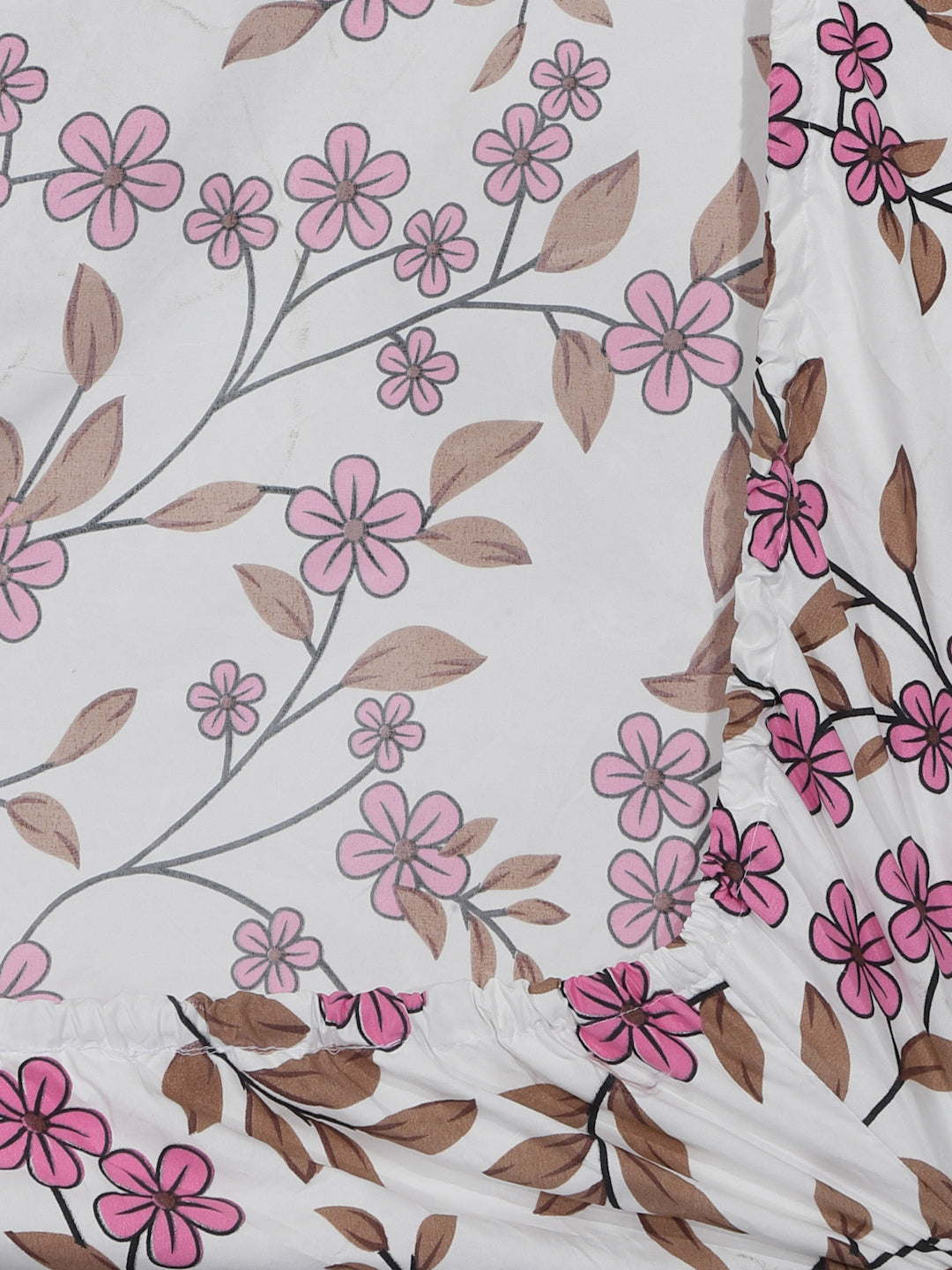 Klotthe Multicolor Floral 300 TC Cotton Blend Fitted Double Bedsheet with 2 Pillow Covers