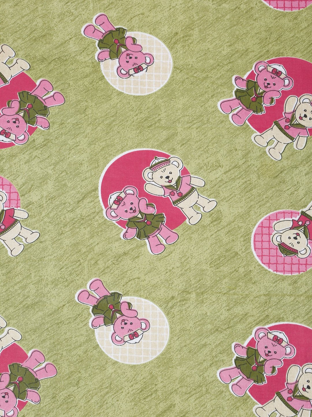 Green Cartoon Characters 400 TC Pure Cotton Fitted Double Bedsheet with 2 Pillow Covers
