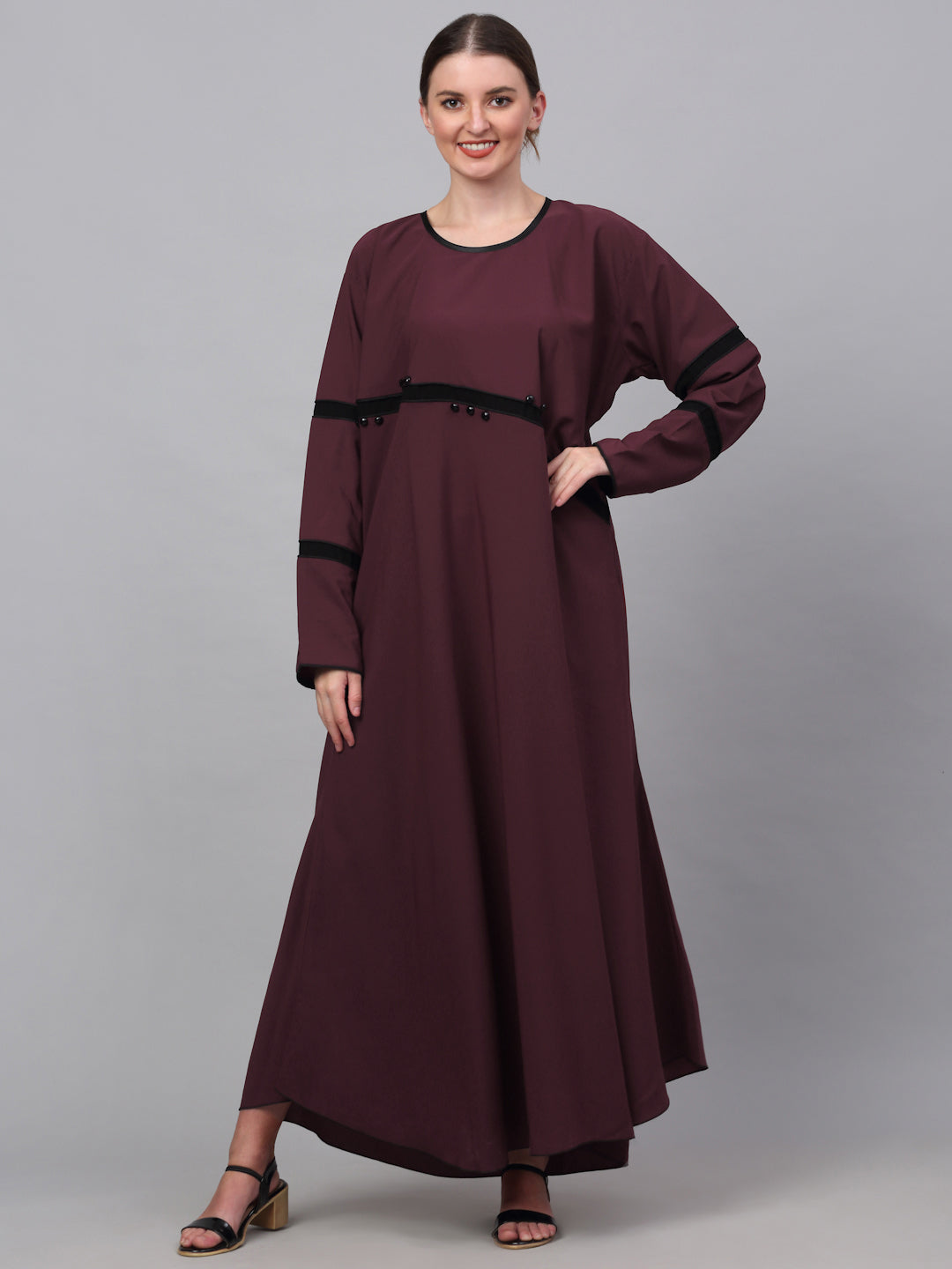 Klotthe Women Maroon Embellished Burqa With Scarves