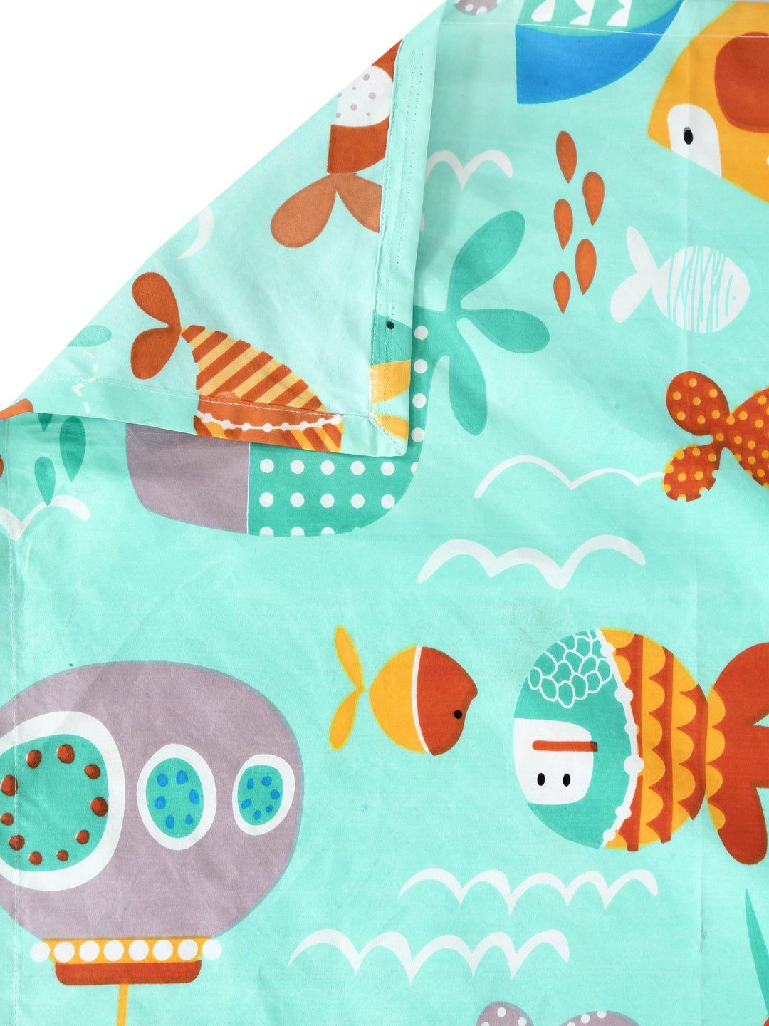 Klotthe Turquoise Kids Print Cotton Blend Single Bedsheet with Pillow cover