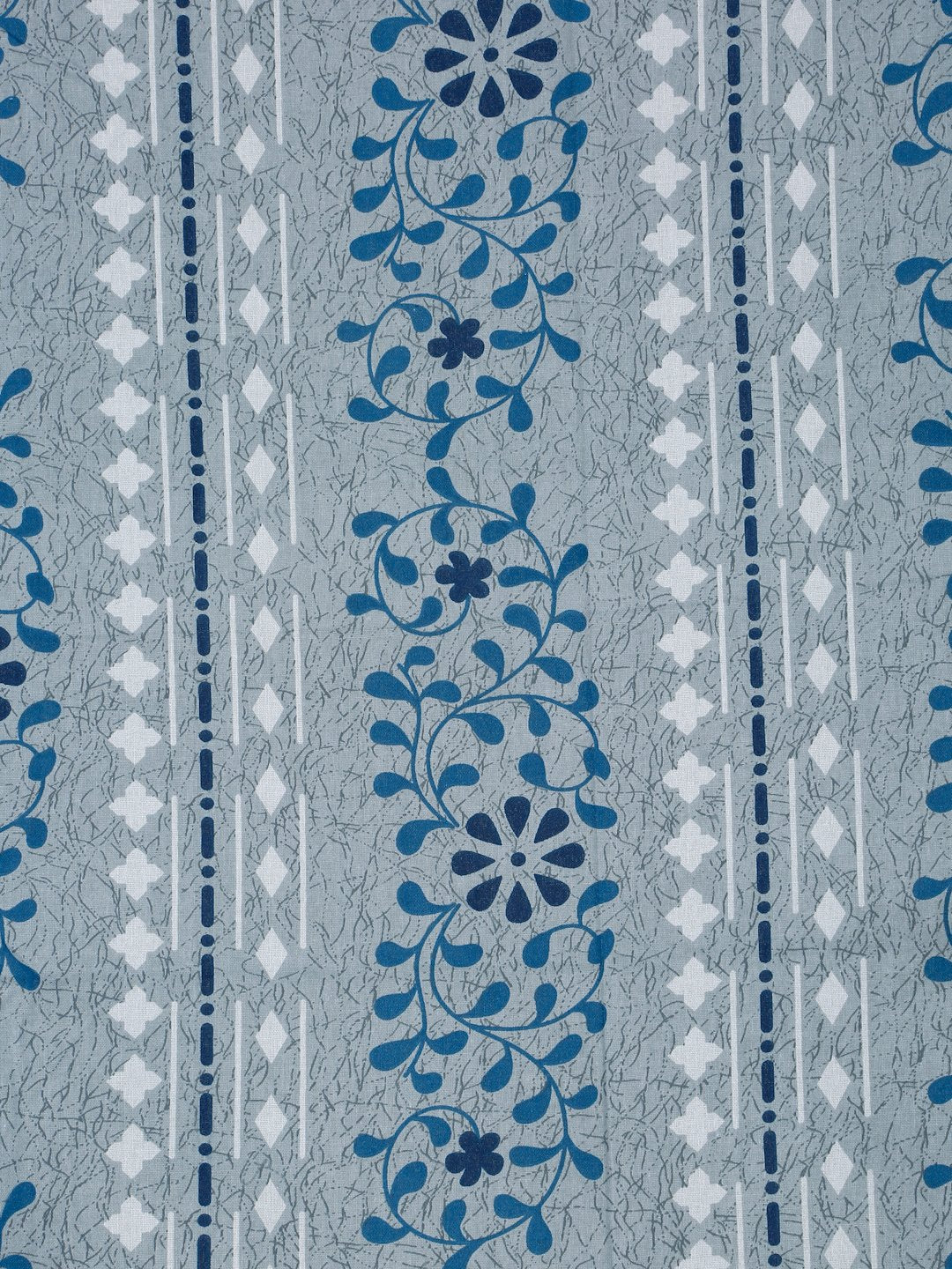 Blue Floral 400 TC Pure Cotton Fitted Double Bedsheet with 2 Pillow Covers