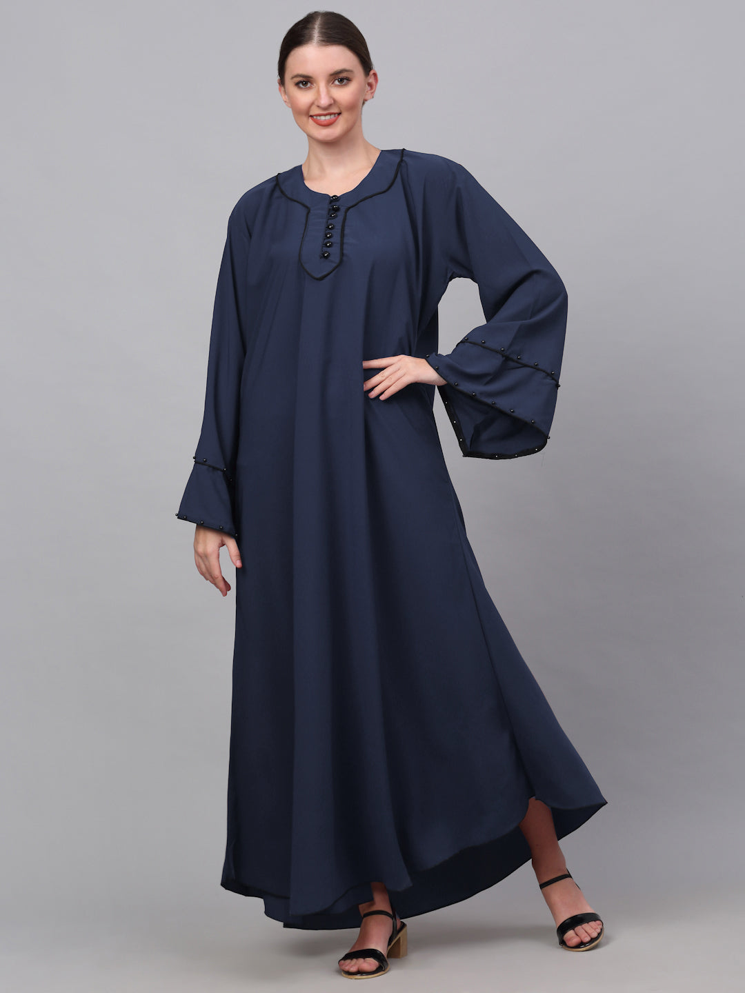 Klotthe Women Blue Embellished Burqa With Scarves