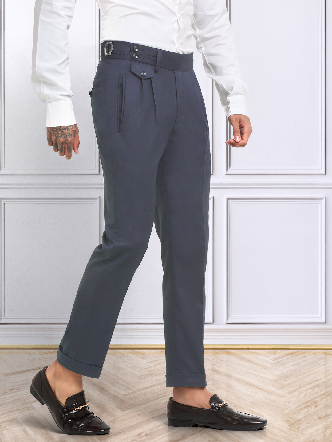 Italian Style Formal Gurkha Pant-LightBlue