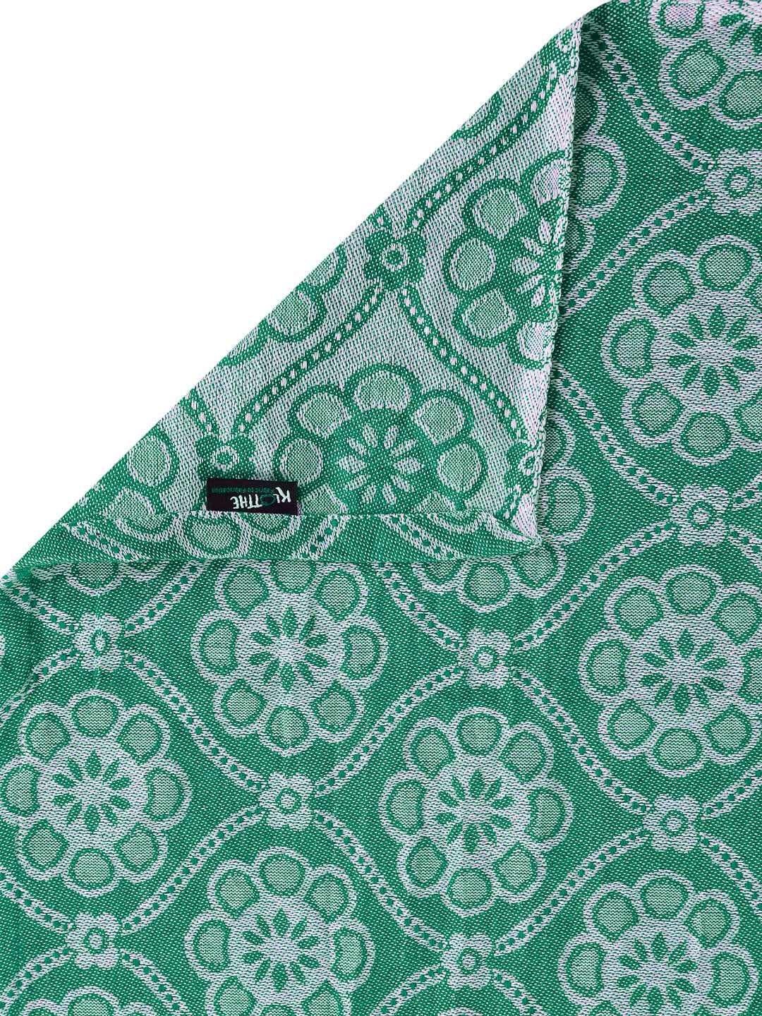 100% Pure Cotton King Size Handwoven Bed Cover with Two Pillow Covers by KLOTTHEĀ® (Green)