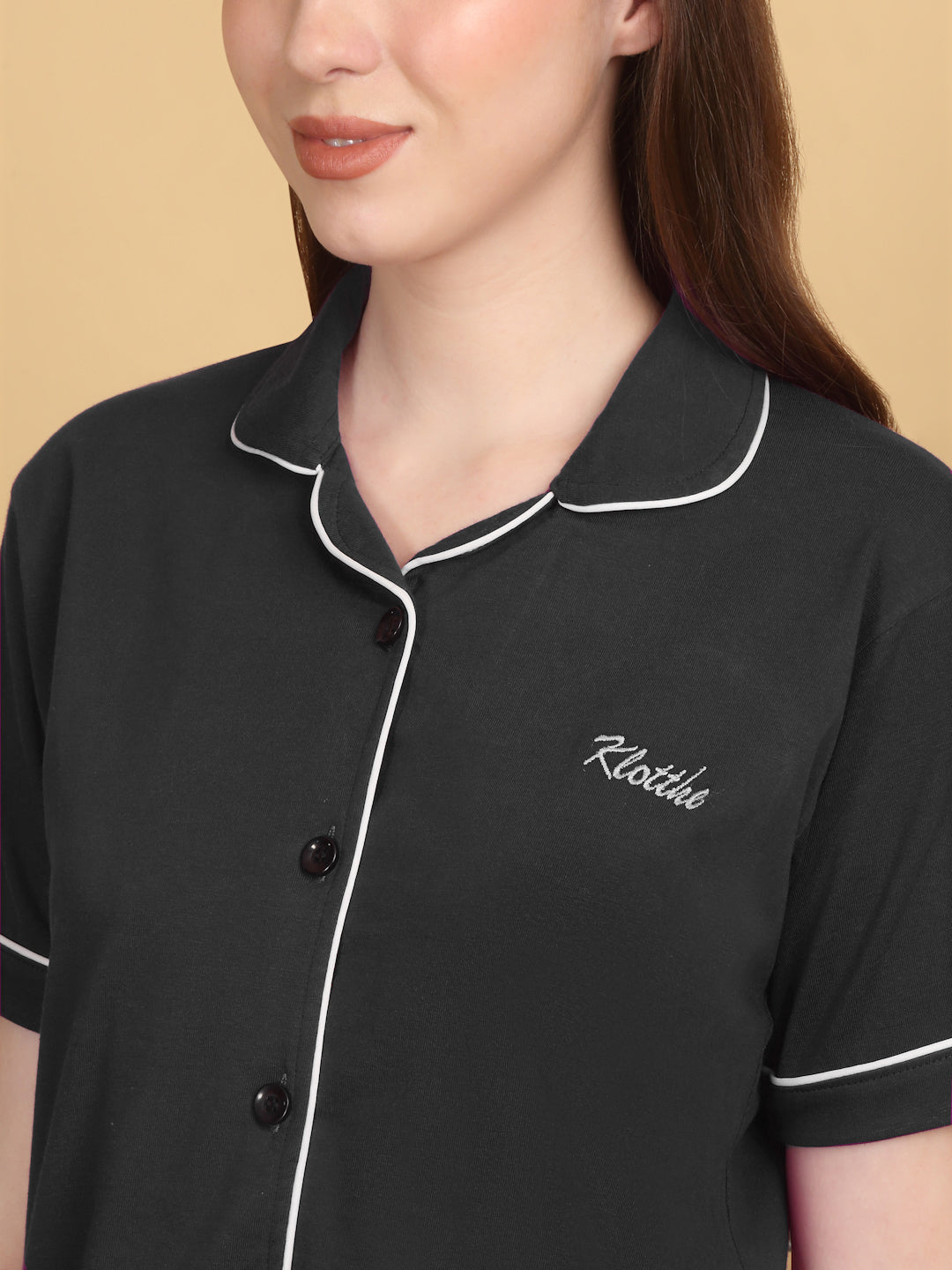 Solid Cotton Night Suits for Women by KLOTTHEĀ®