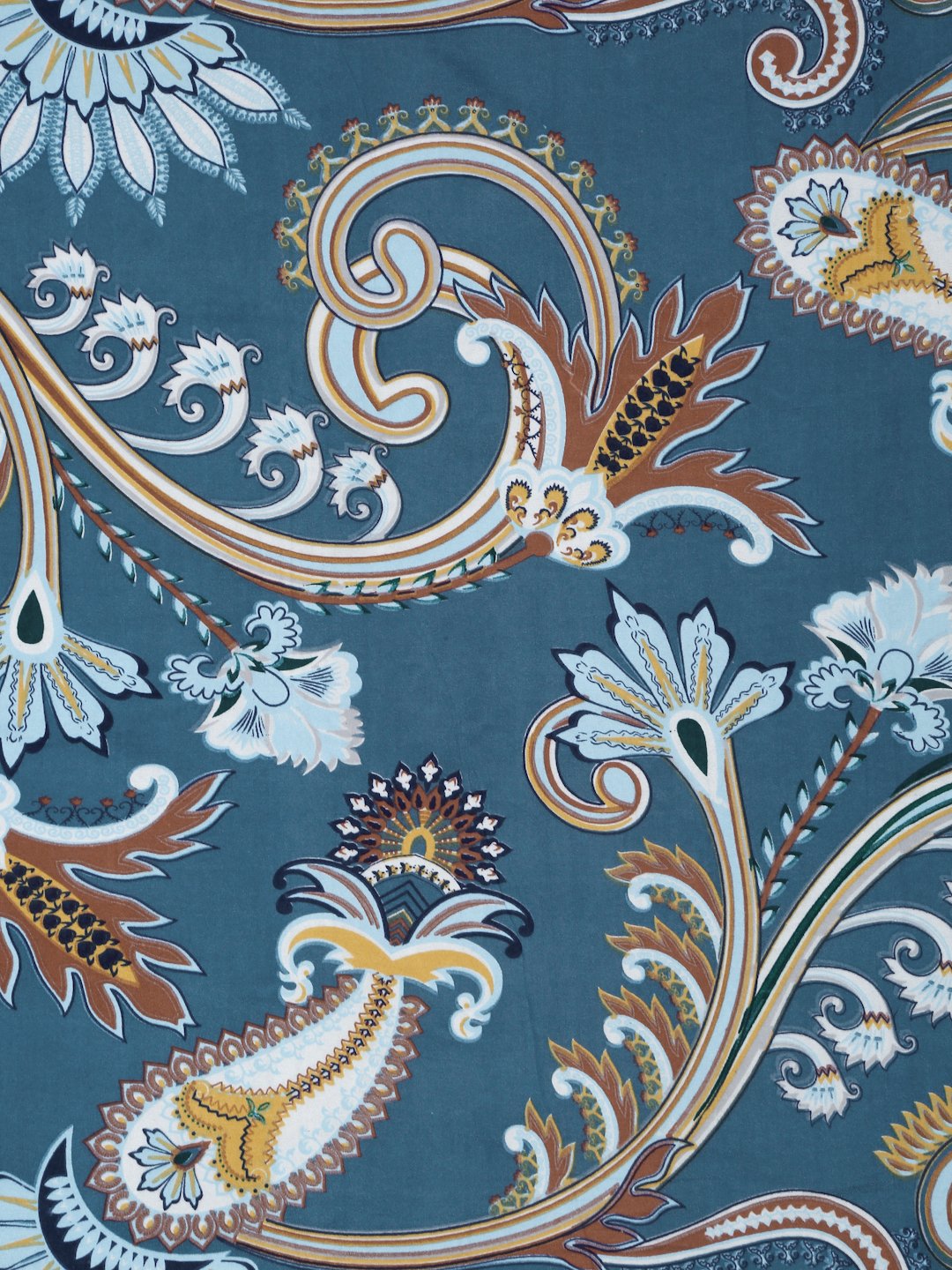 Blue Floral 300 TC Cotton Blend Fitted Double Bedsheet with 2 Pillow Covers