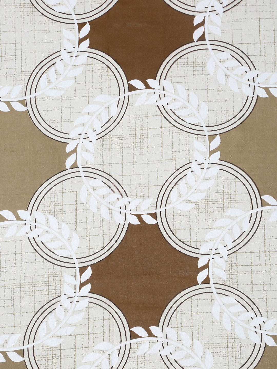 Beige Geometric 400 TC Pure Cotton Fitted Double Bedsheet with 2 Pillow Covers