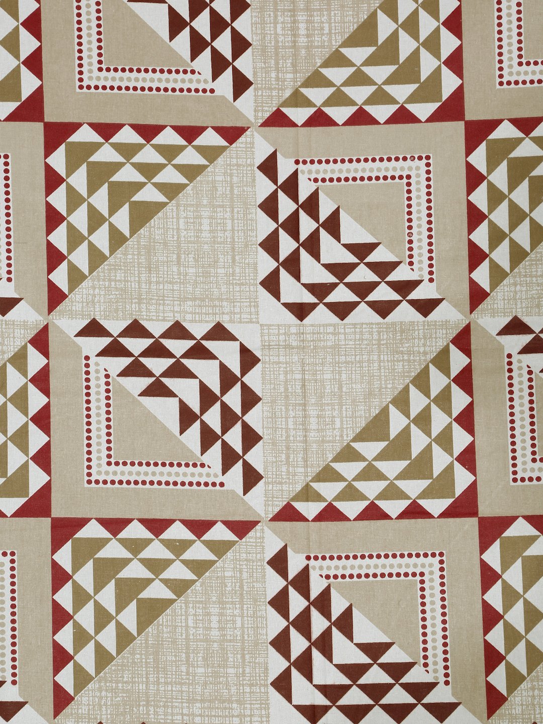 Beige Geometric 400 TC Pure Cotton Fitted Double Bedsheet with 2 Pillow Covers