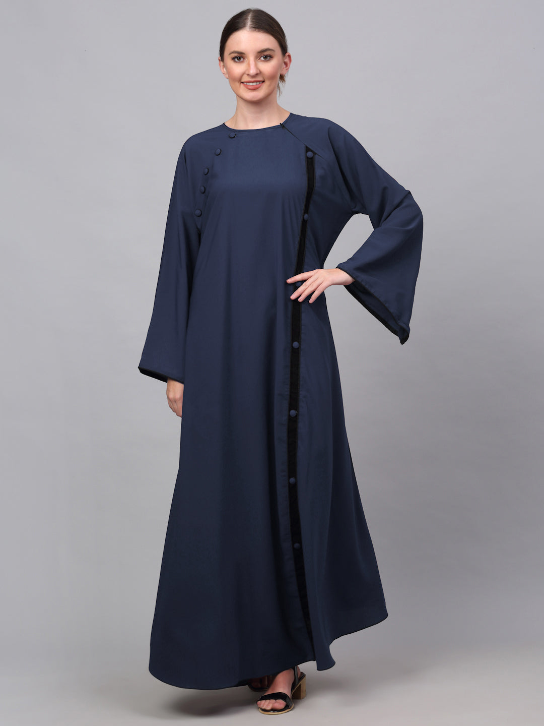 Klotthe Women Blue Embellished Burqa With Scarves