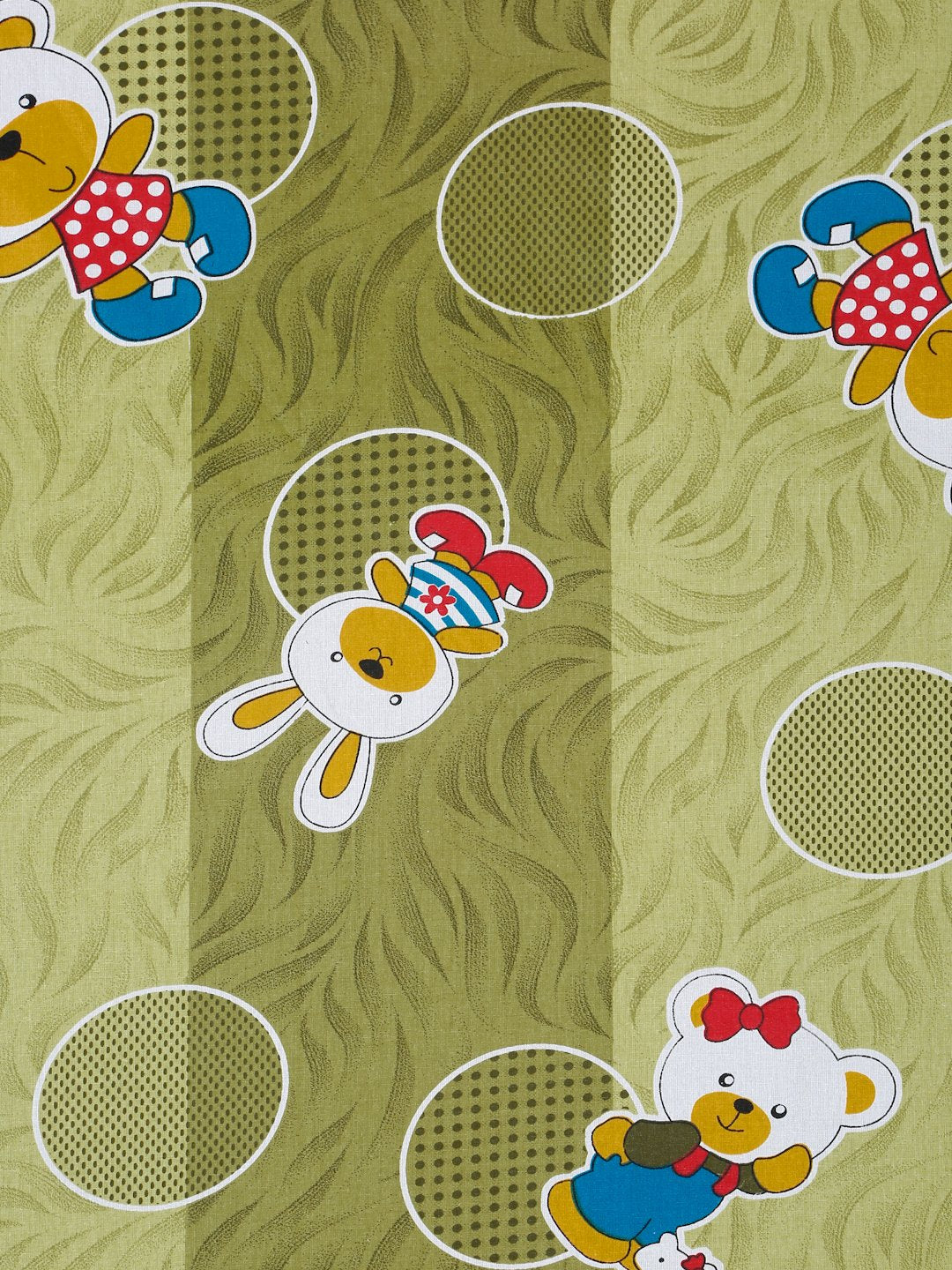Green Cartoon Characters 400 TC Pure Cotton Fitted Double Bedsheet with 2 Pillow Covers