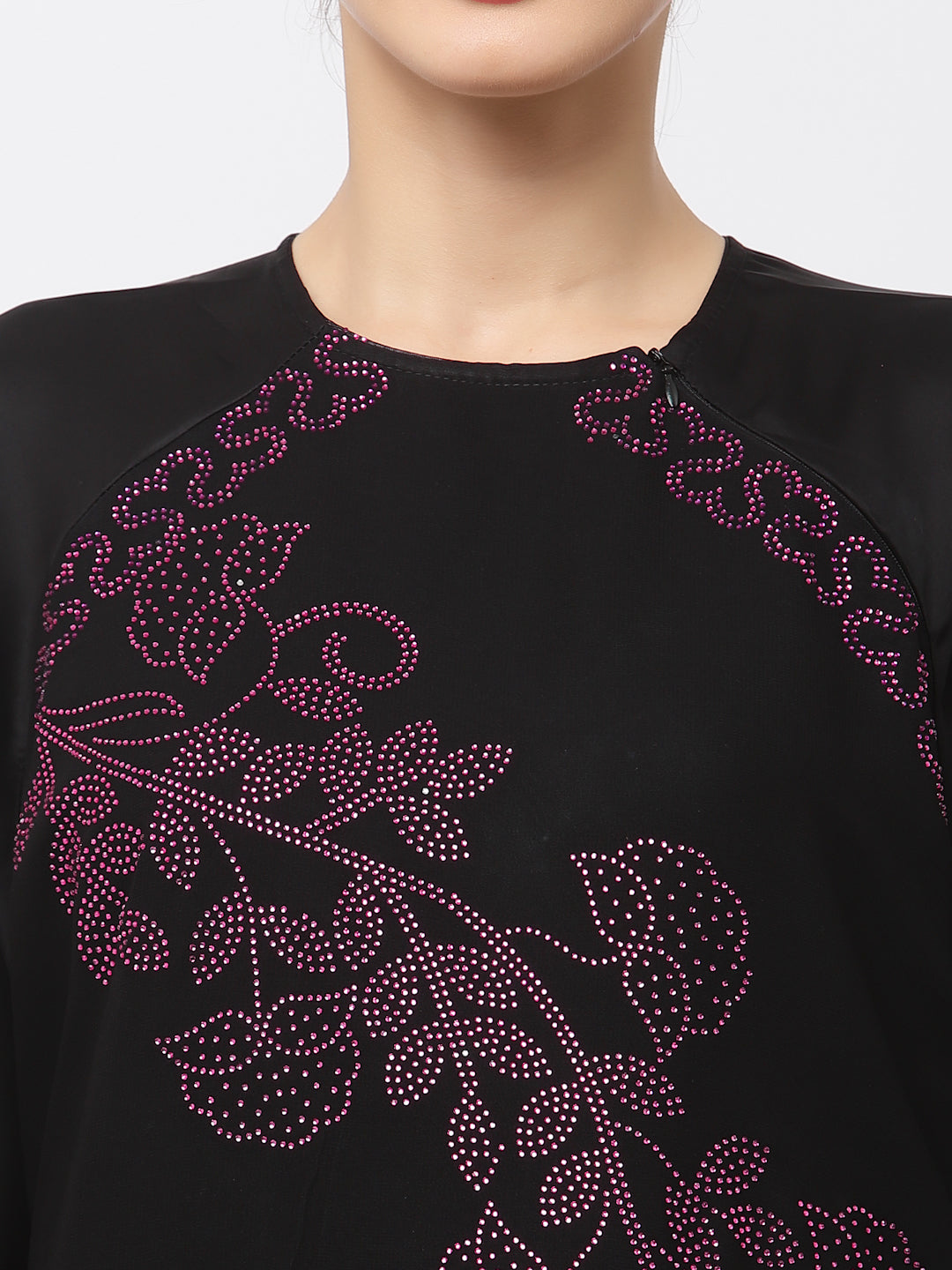 Klotthe Women Black Embellished Burqa With Scarves