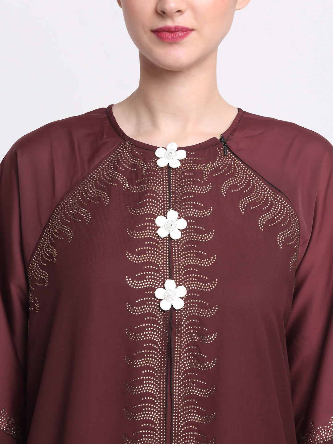 Klotthe Women Maroon Embellished Burqa With Scarves