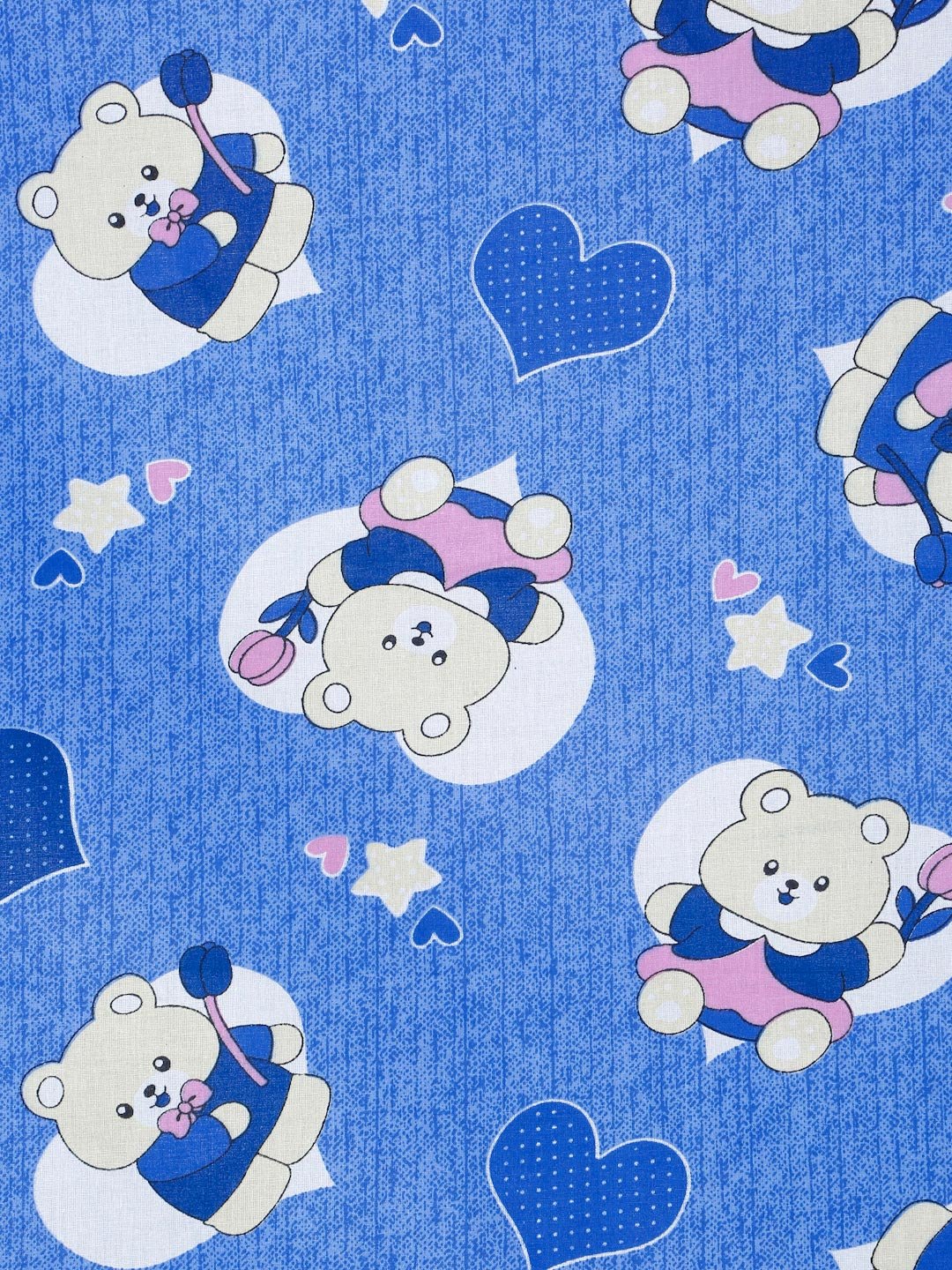 Blue Cartoon Characters 400 TC Pure Cotton Fitted Double Bedsheet with 2 Pillow Covers