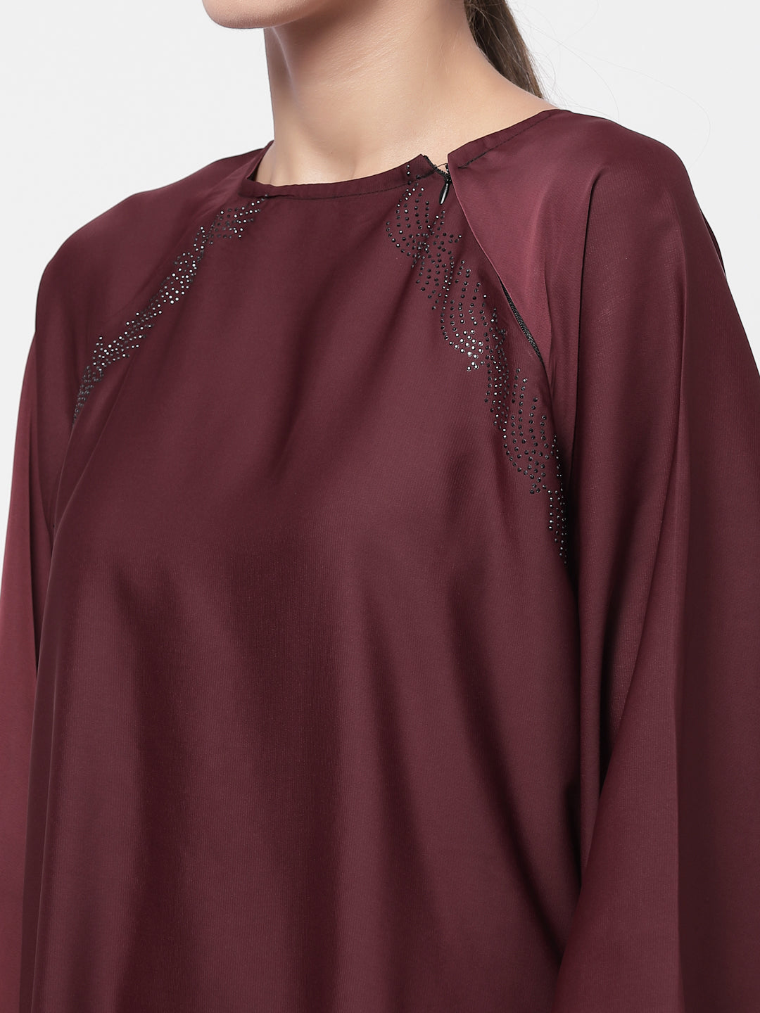 Klotthe Women Maroon Embellished Burqa With Scarves