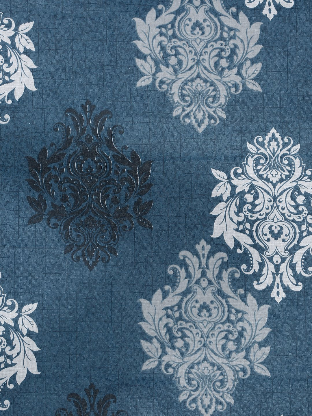 Blue Floral 400 TC Pure Cotton Fitted Double Bedsheet with 2 Pillow Covers