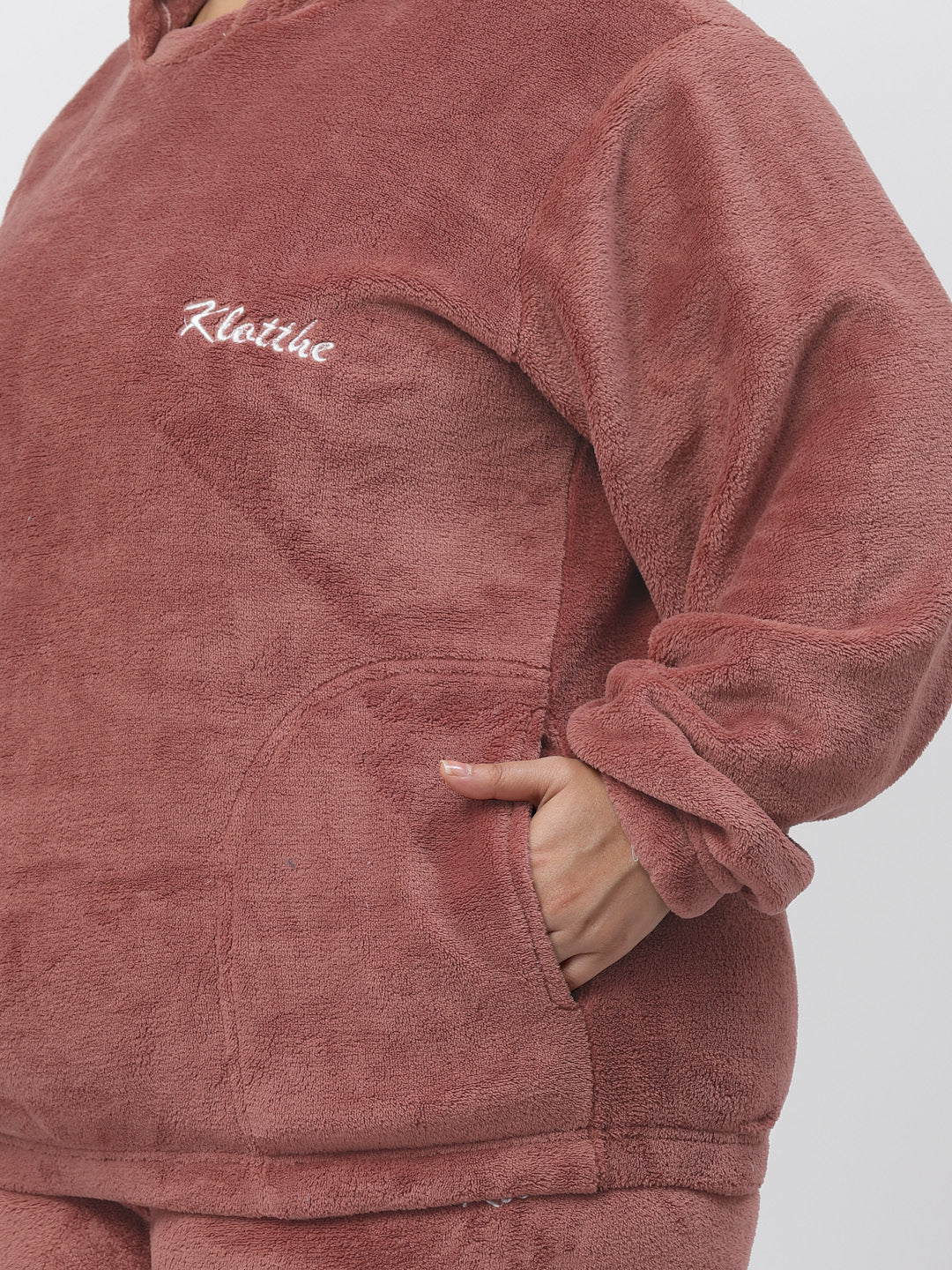 Klotthe Women Rust Wool Blend Solid Hudi Night Suit