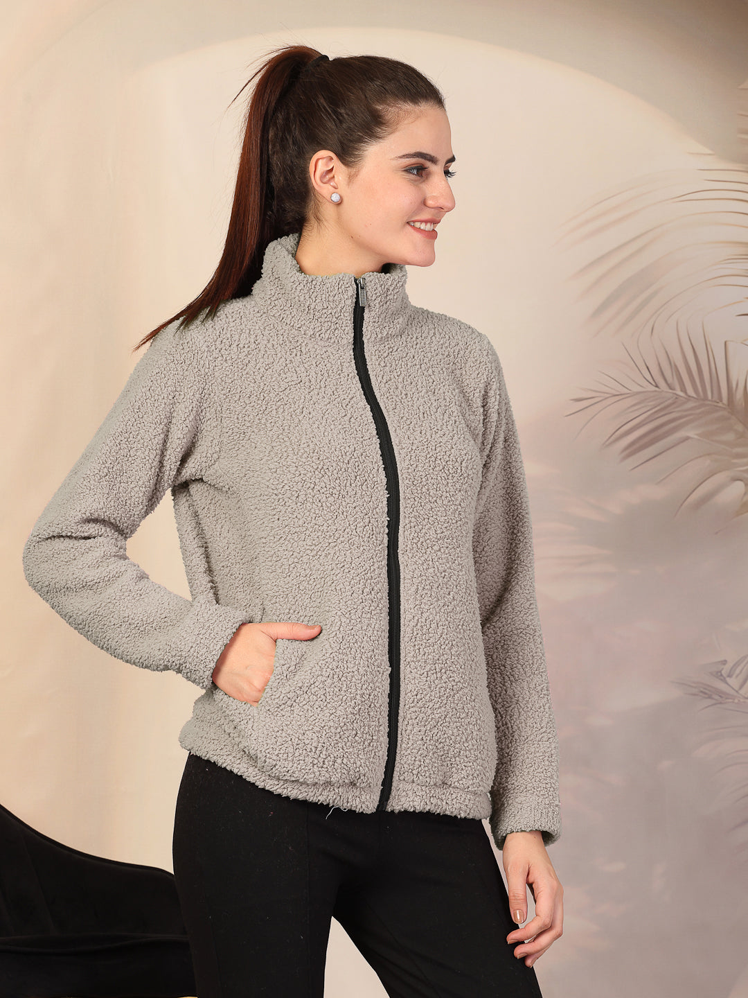Klotthe Women Brown Solid Sherpa Heavy Winter Jacket