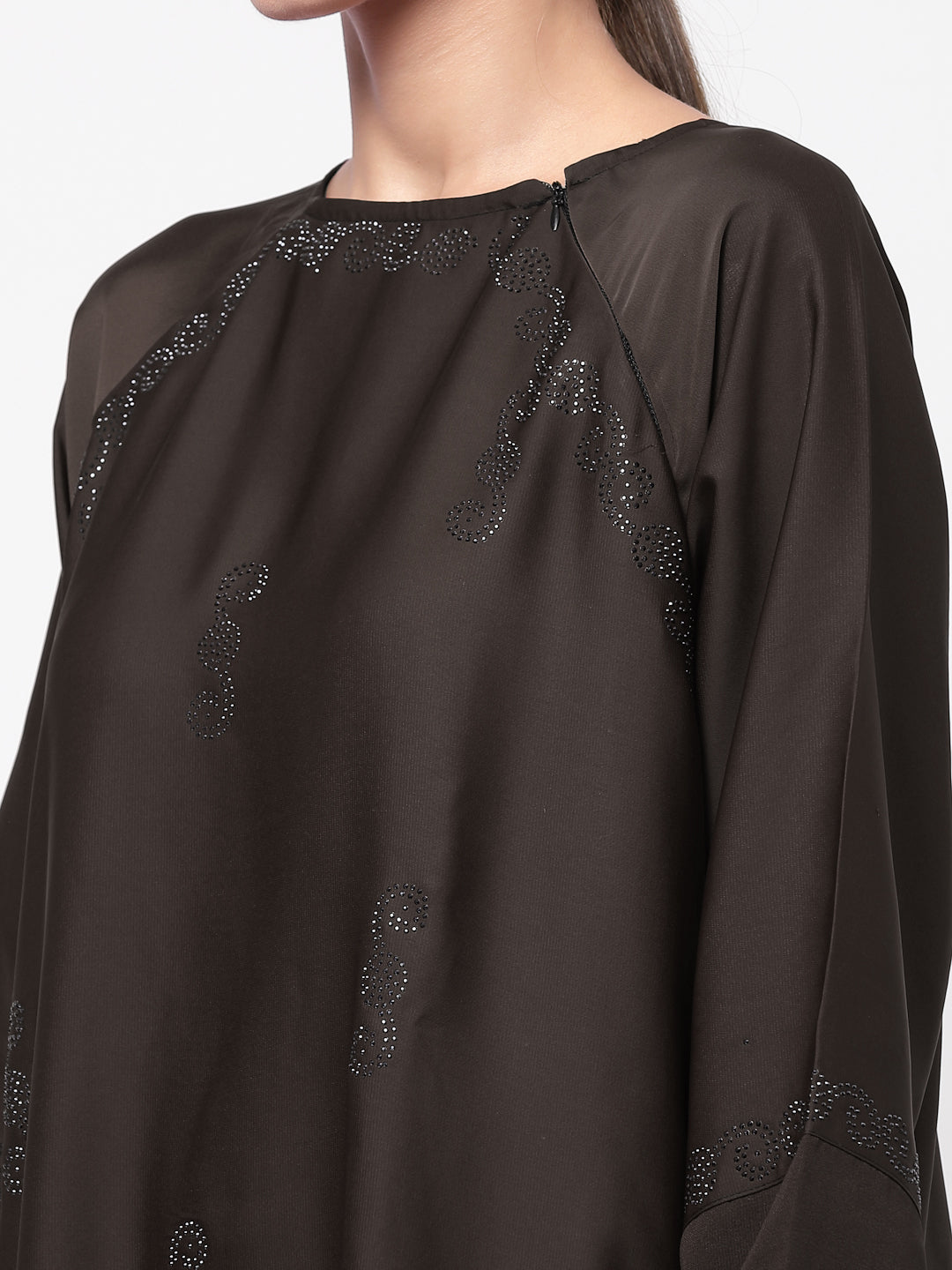 Klotthe Women Brown Embellished Burqa With Scarves