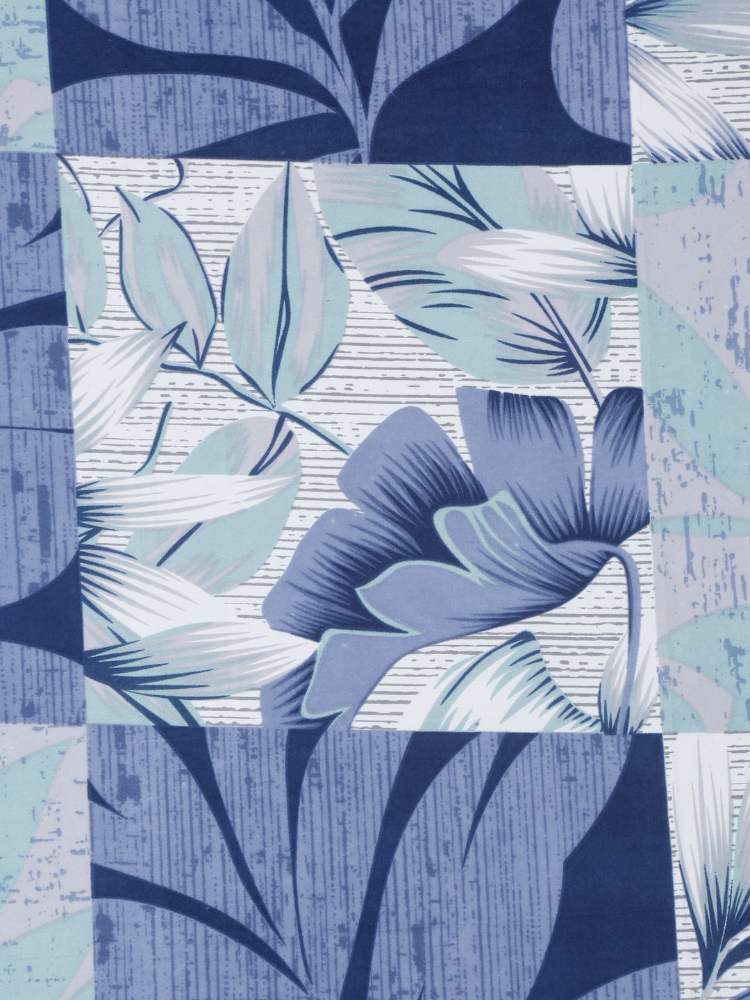 Klotthe Blue Floral 300 TC Cotton Blend Fitted Single Bedsheet with Pillow Cover