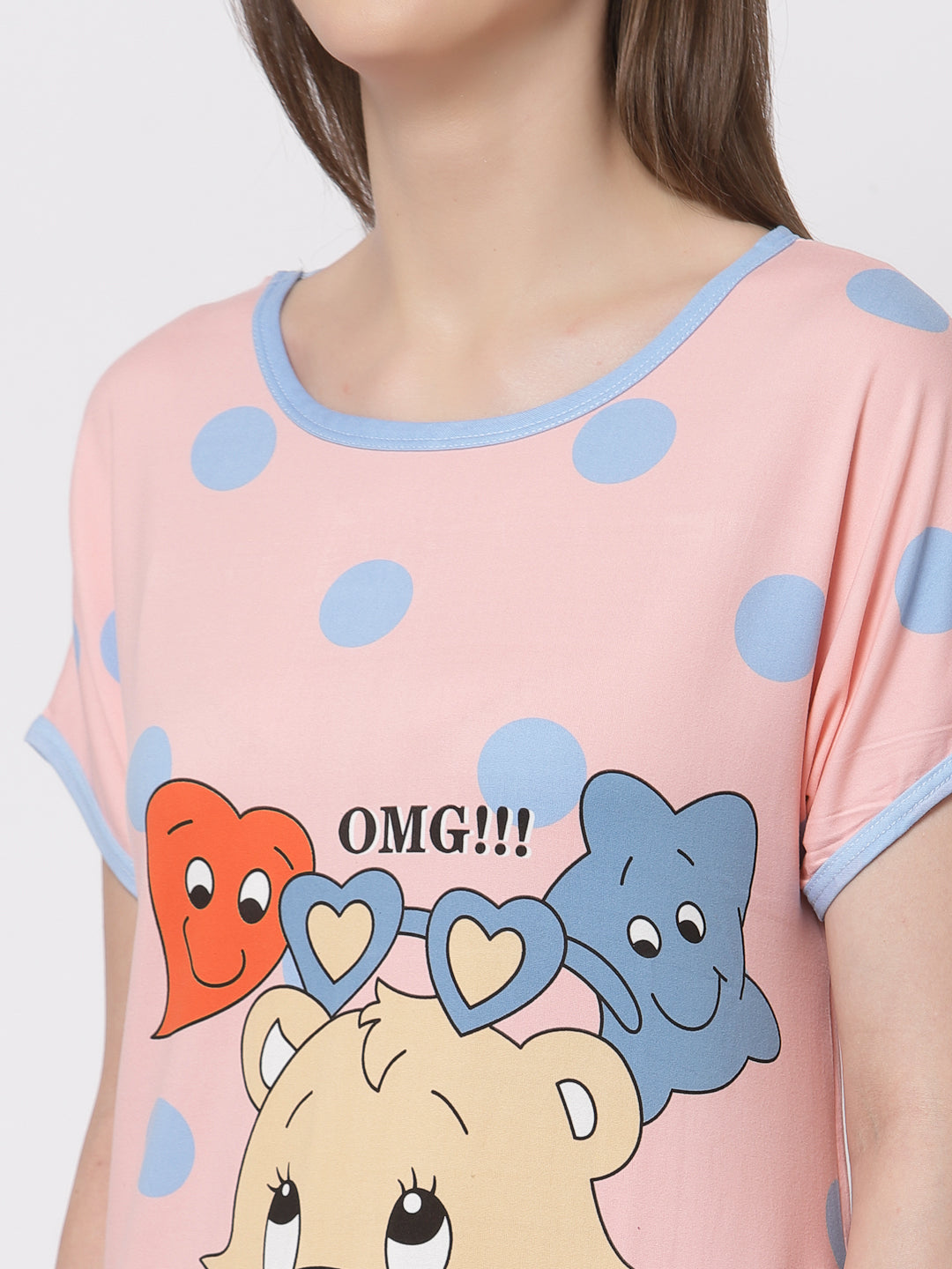 Klotthe Women MultiColor Cartoon Printed Cotton Blend Long Top