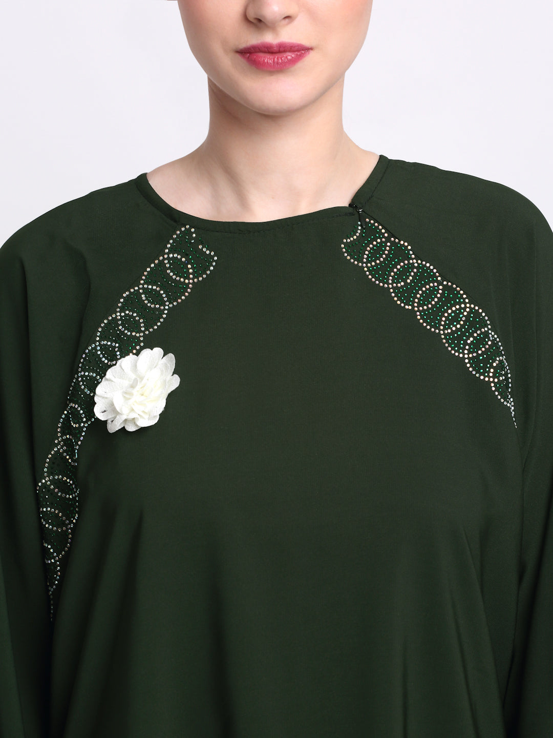 Klotthe Women Green Embellished Burqa With Scarves