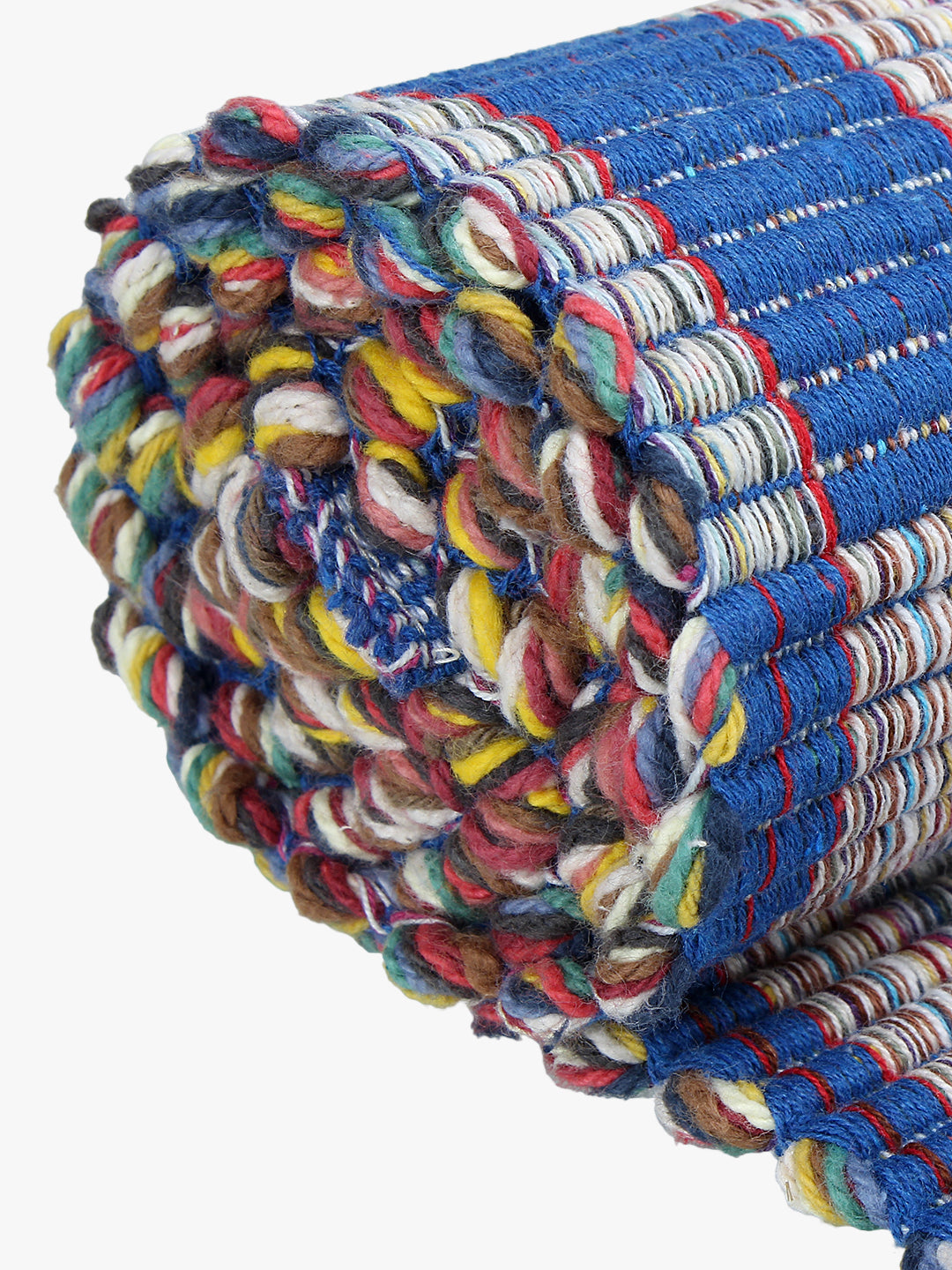 Klotthe Blue Rectangular Geometric Cotton Anti-Skid Rugs