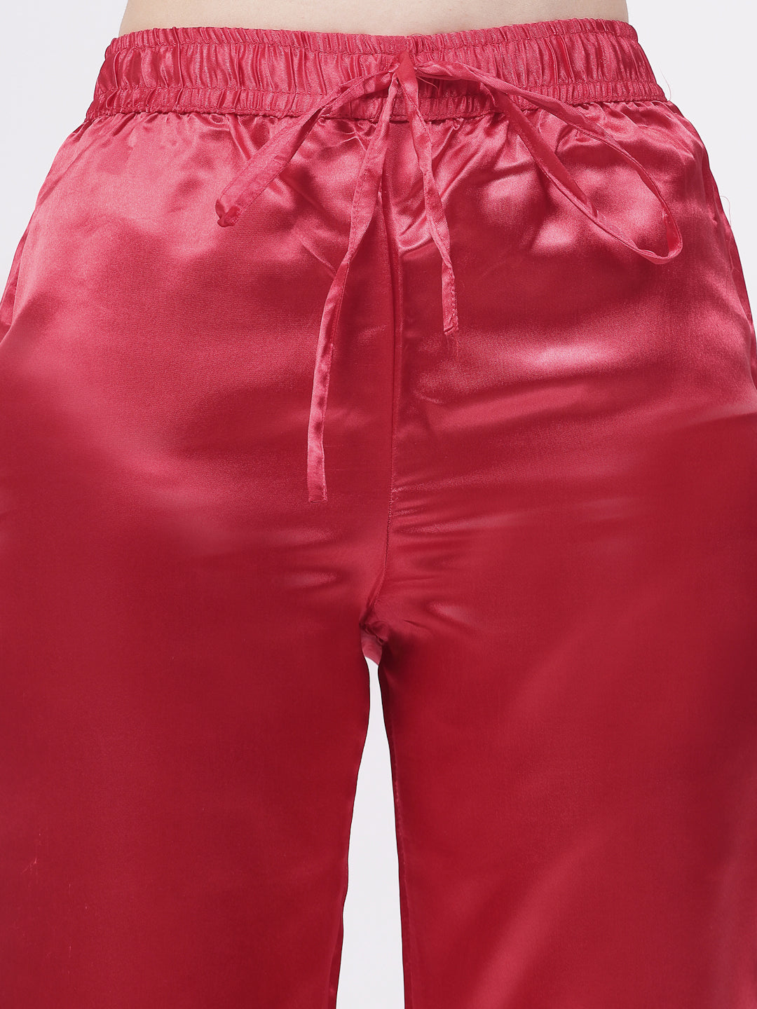 Klotthe Women Red Solid Satin Night Suit by KLOTTHE