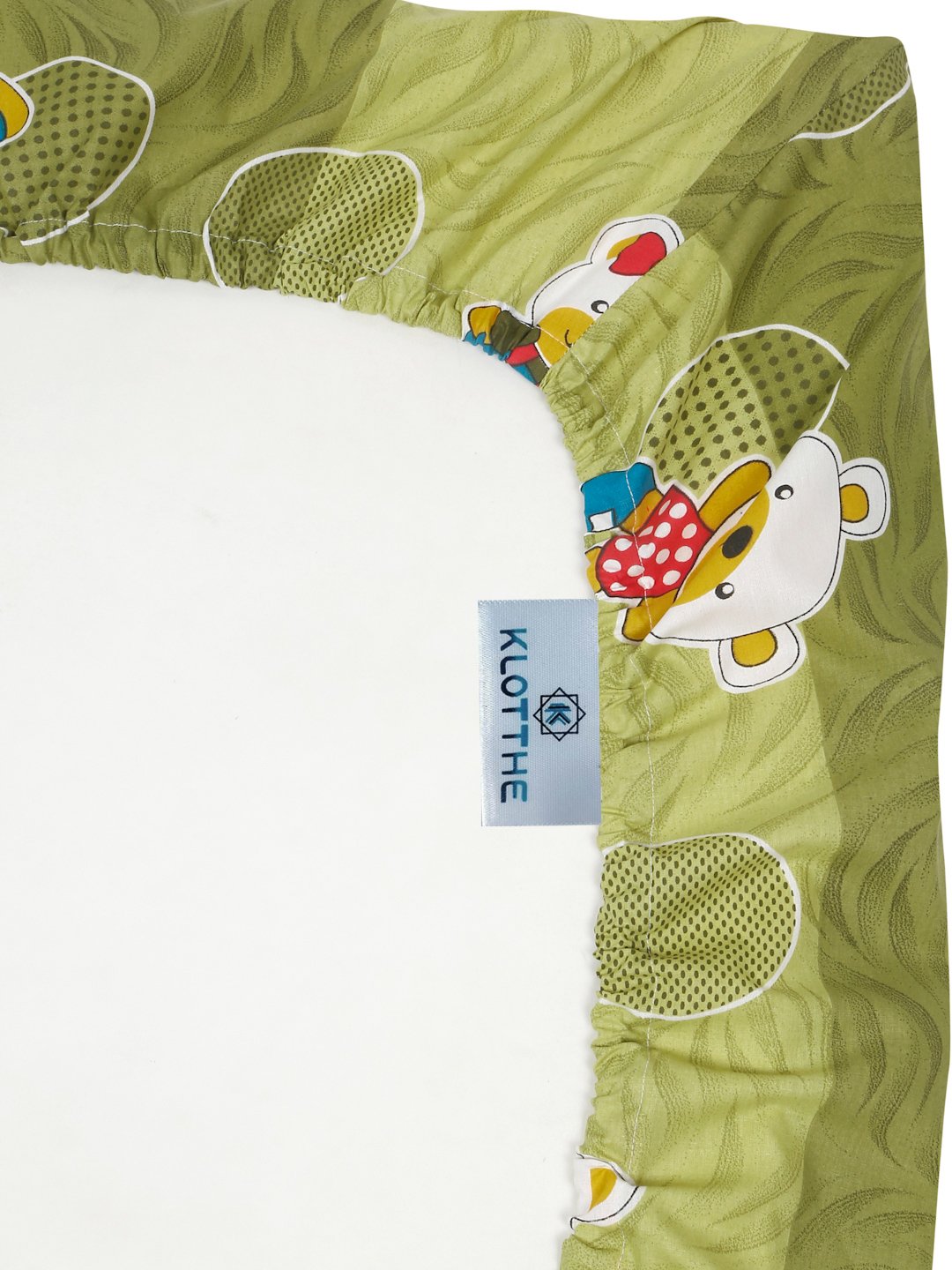 Green Cartoon Characters 400 TC Pure Cotton Fitted Double Bedsheet with 2 Pillow Covers