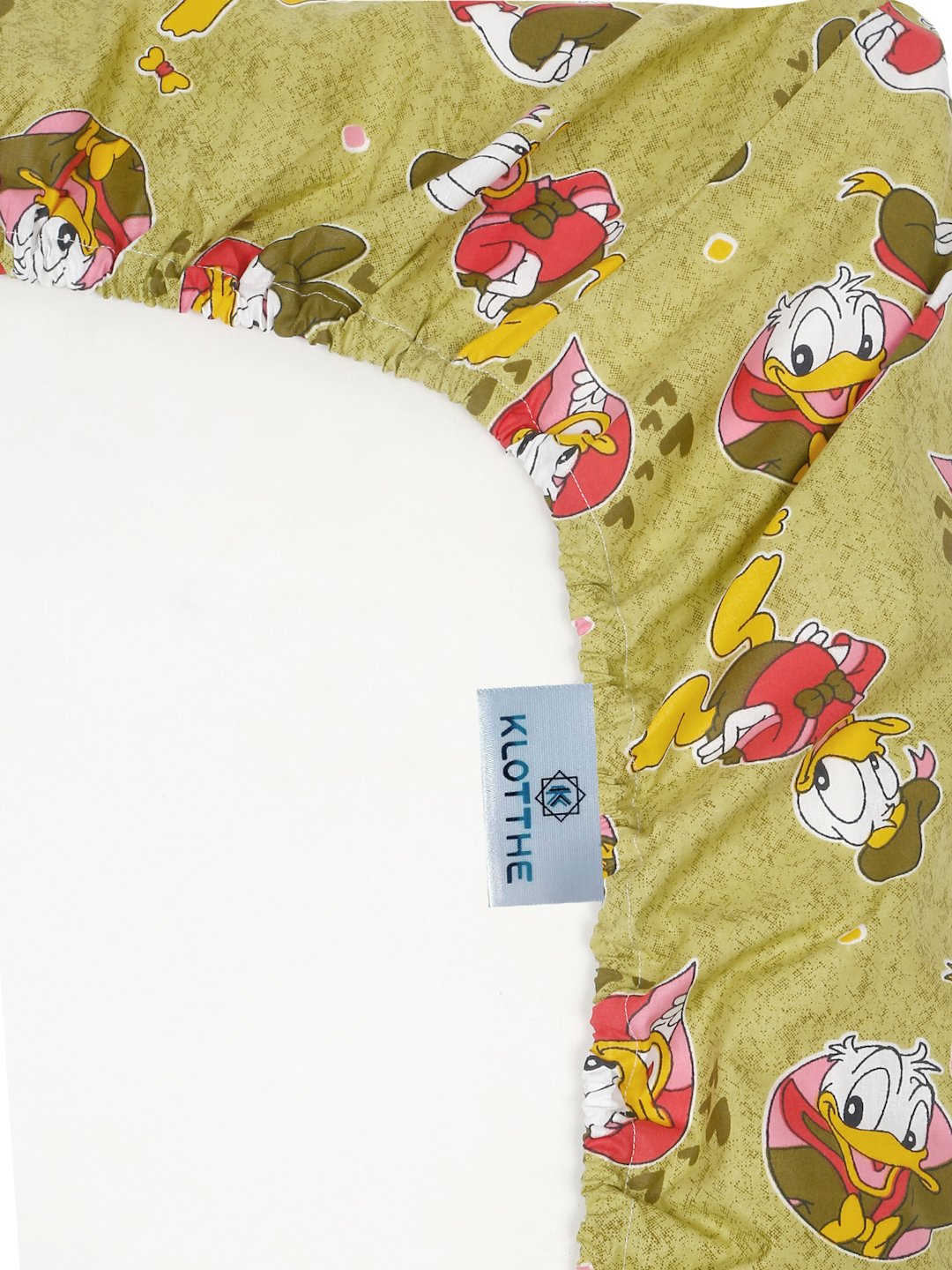 Green Cartoon Characters 400 TC Pure Cotton Fitted Double Bedsheet with 2 Pillow Covers