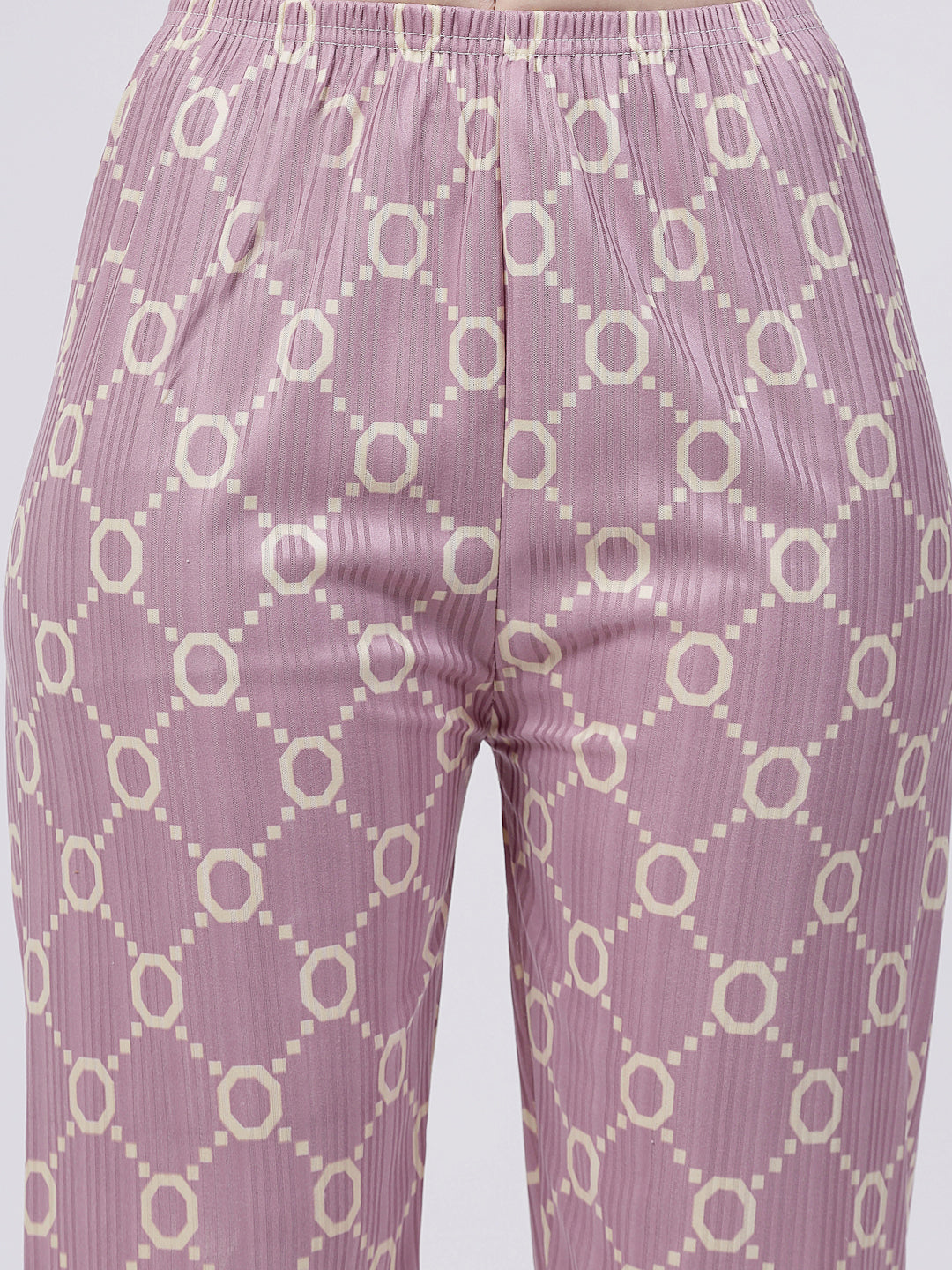 Klotthe Women Purple Geometric Satin Night Suit by KLOTTHE