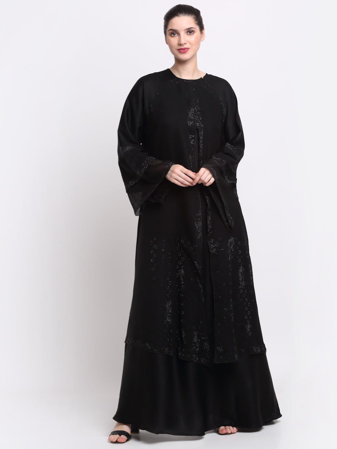 Klotthe Women Black Solid Burqa With Scarf