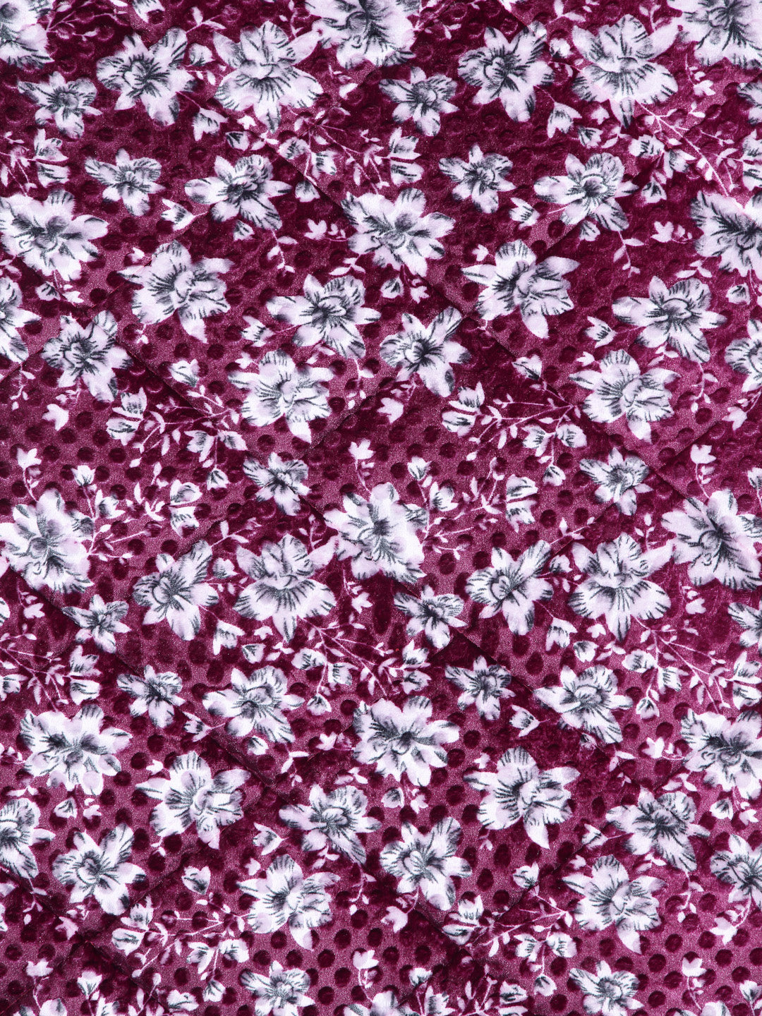 Klotthe Maroon Floral Printed 800 GSM Heavy Winter Double Bed Quilt