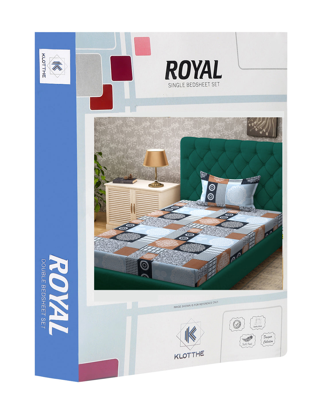 Klotthe SkyBlue Geometric 300 TC Cotton Blend Single Bedsheet Set in Book Fold Packing