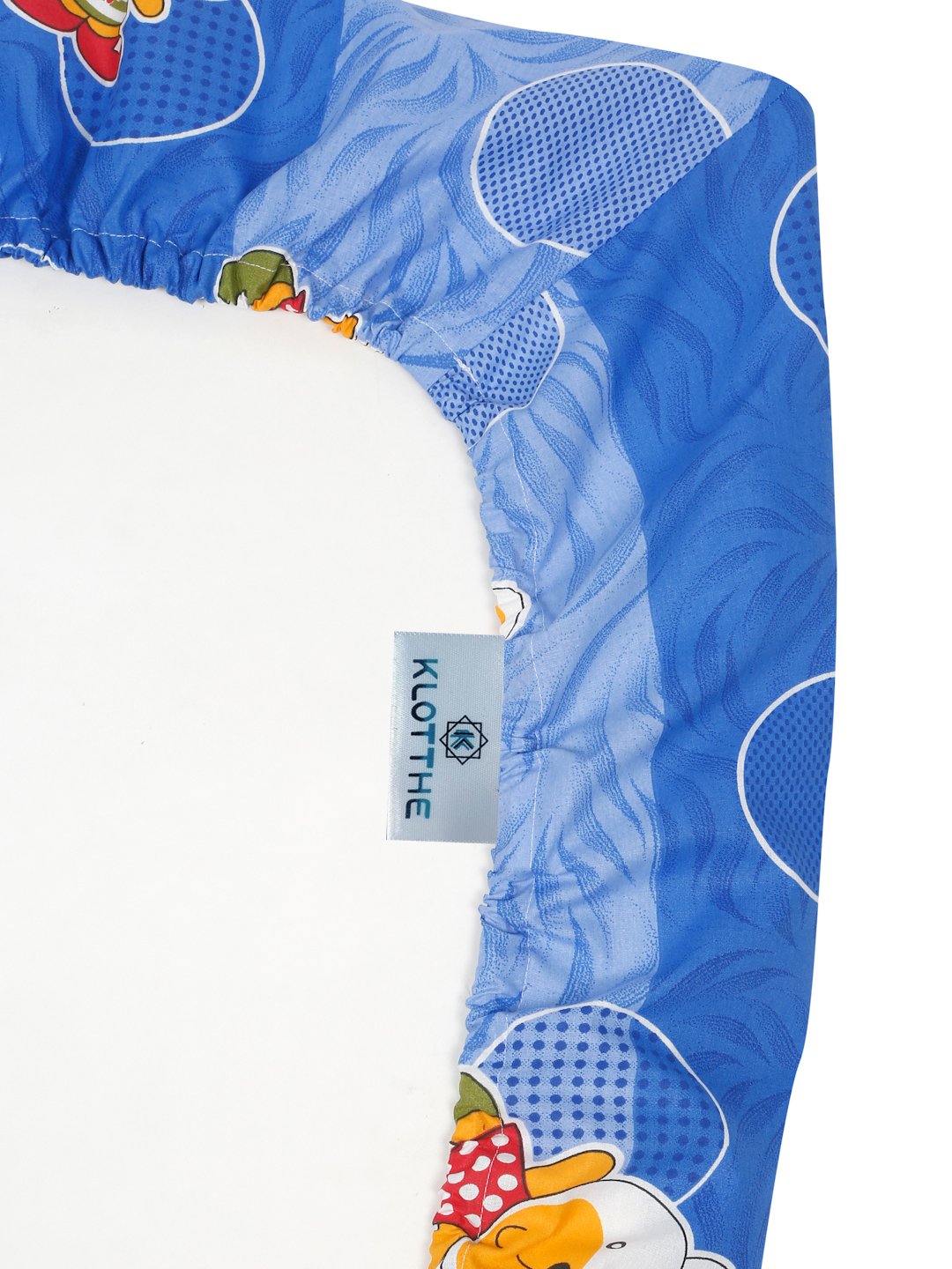 Blue Cartoon Characters 400 TC Pure Cotton Fitted Double Bedsheet with 2 Pillow Covers