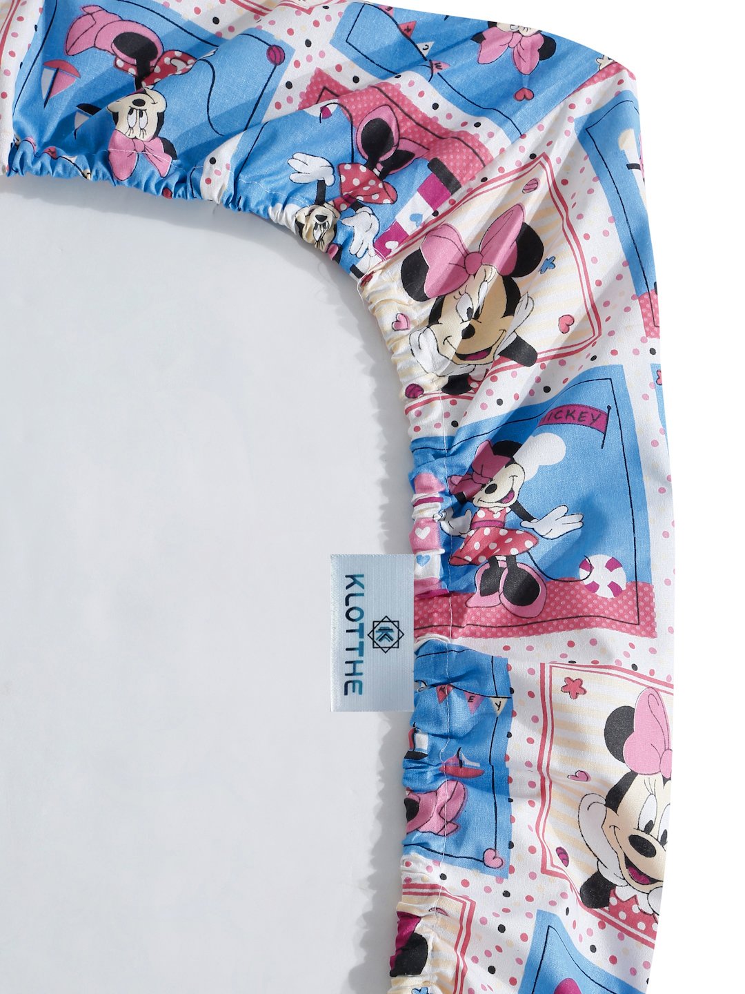 Blue Cartoon Characters 400 TC Pure Cotton Fitted Double Bedsheet with 2 Pillow Covers