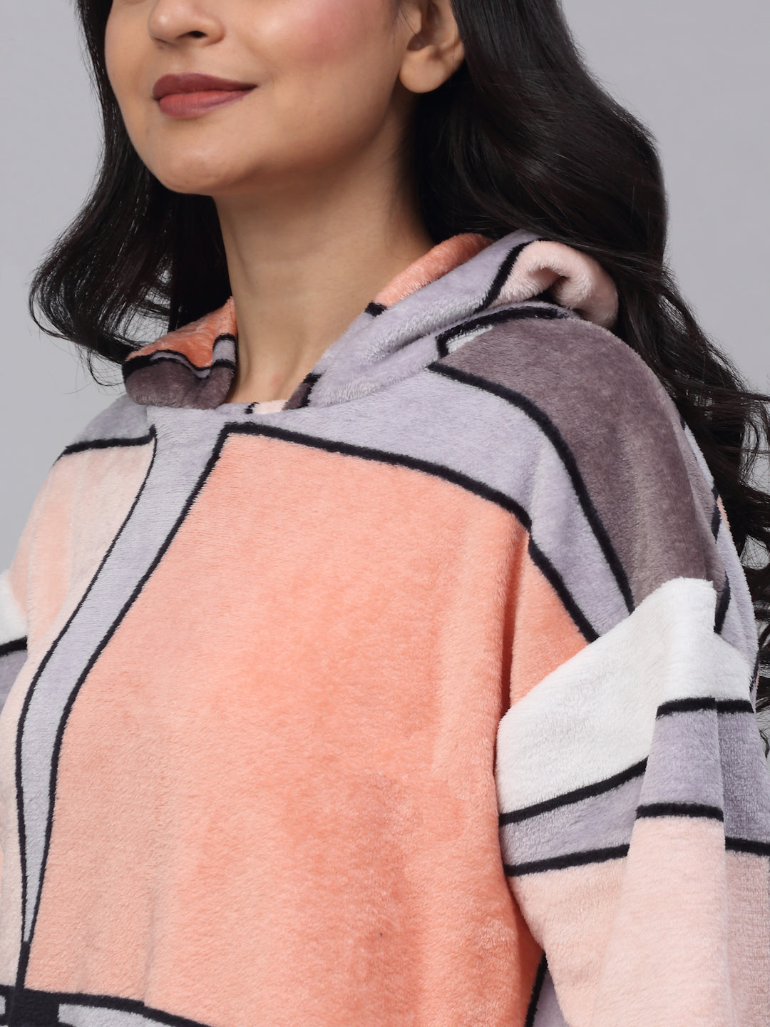 Klotthe Women MultiColor Printed Wool Blend Hooded Night Suit