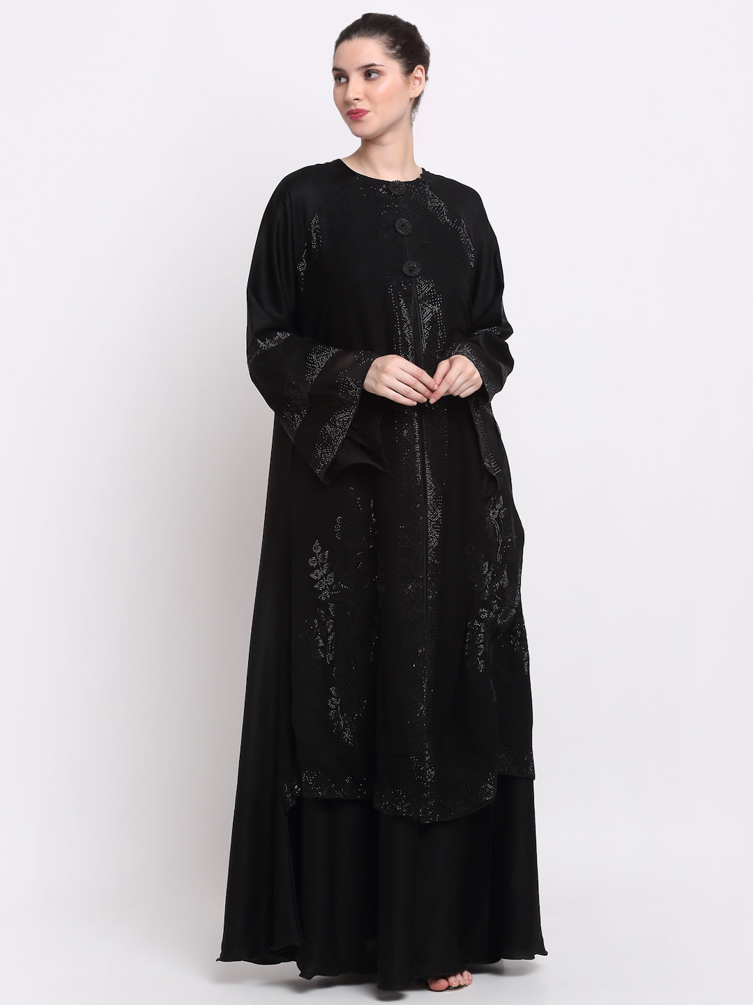 Klotthe Women Black Solid Burqa With Scarf