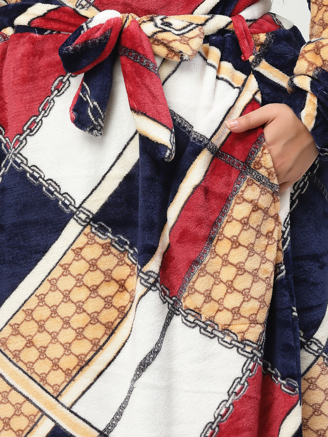 Klotthe Women MultiColor Printed Bath Robe With Belt
