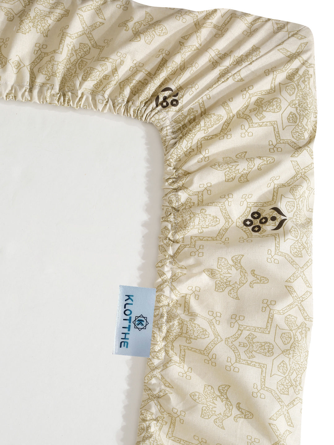 Klotthe Brown Floral 400 TC Pure Cotton Fitted Single Bedsheet with Pillow Cover