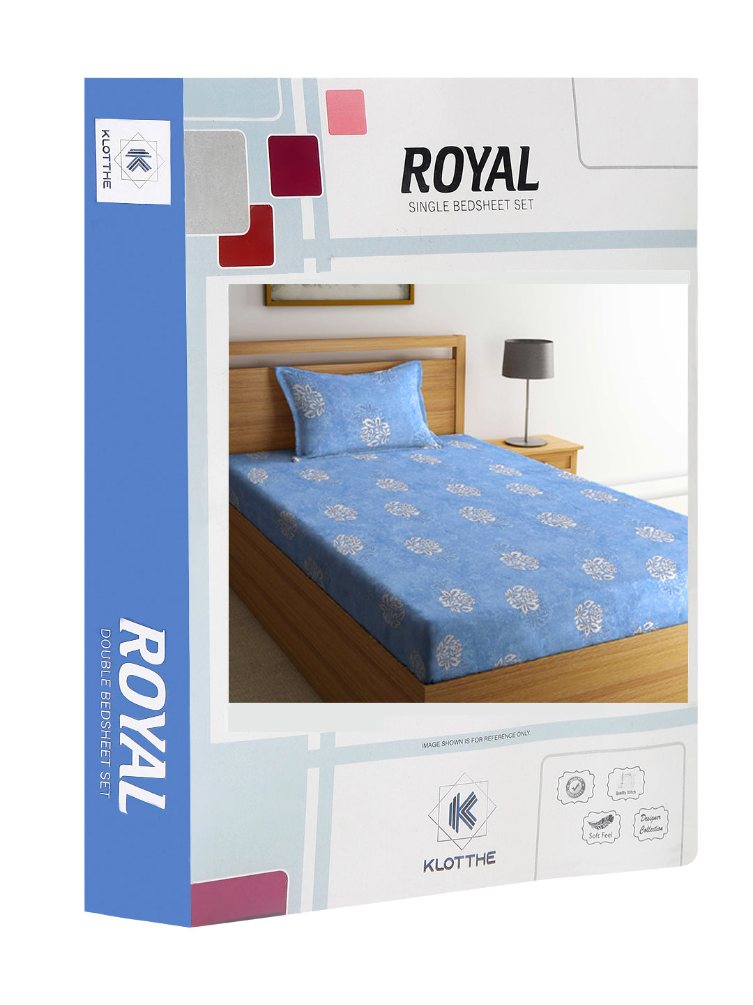 Klotthe Blue Floral 400 TC Pure Cotton Single Bedsheet Set in Book Fold Packing
