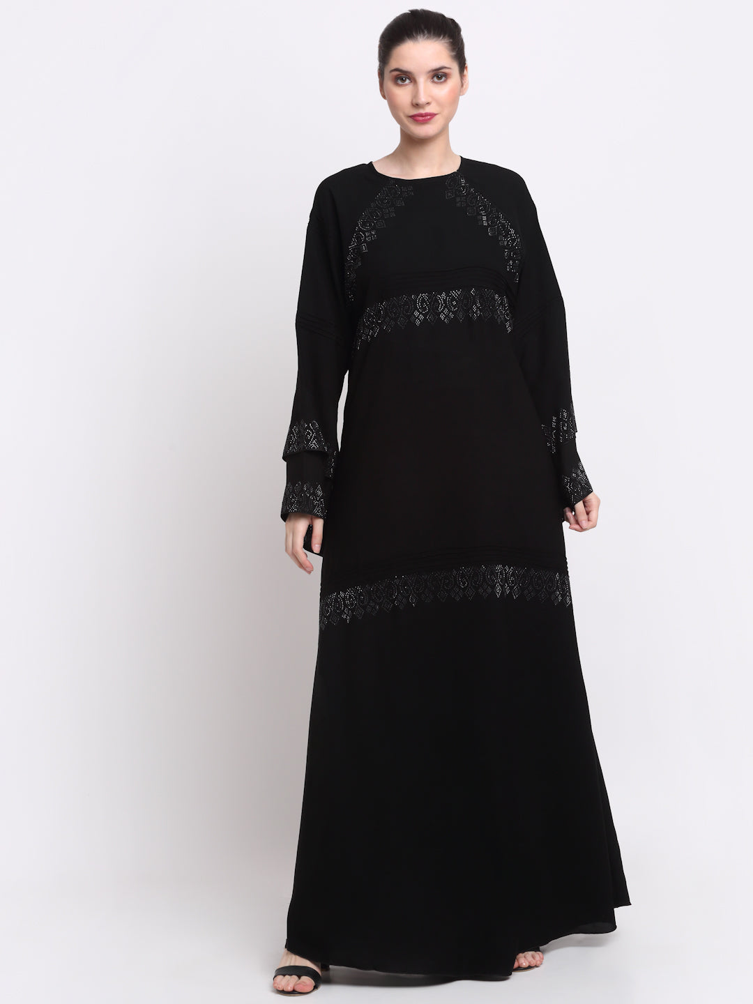 Klotthe Women Black Solid Burqa With Scarf
