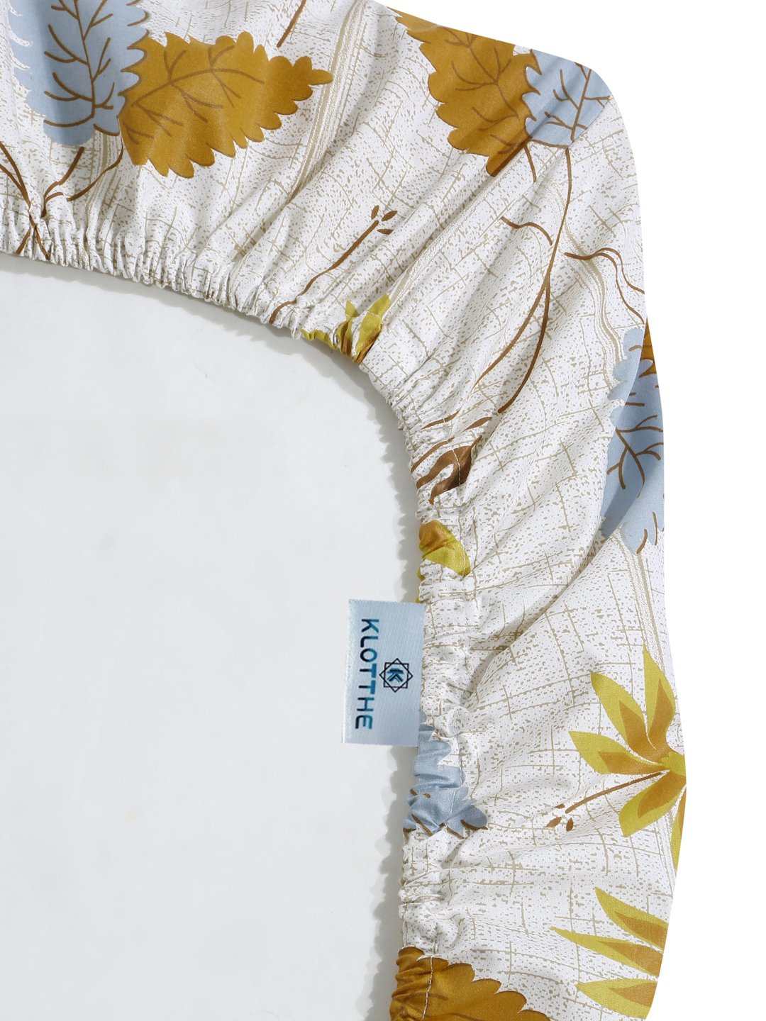 Cream Floral 400 TC Pure Cotton Fitted Double Bedsheet with 2 Pillow Covers
