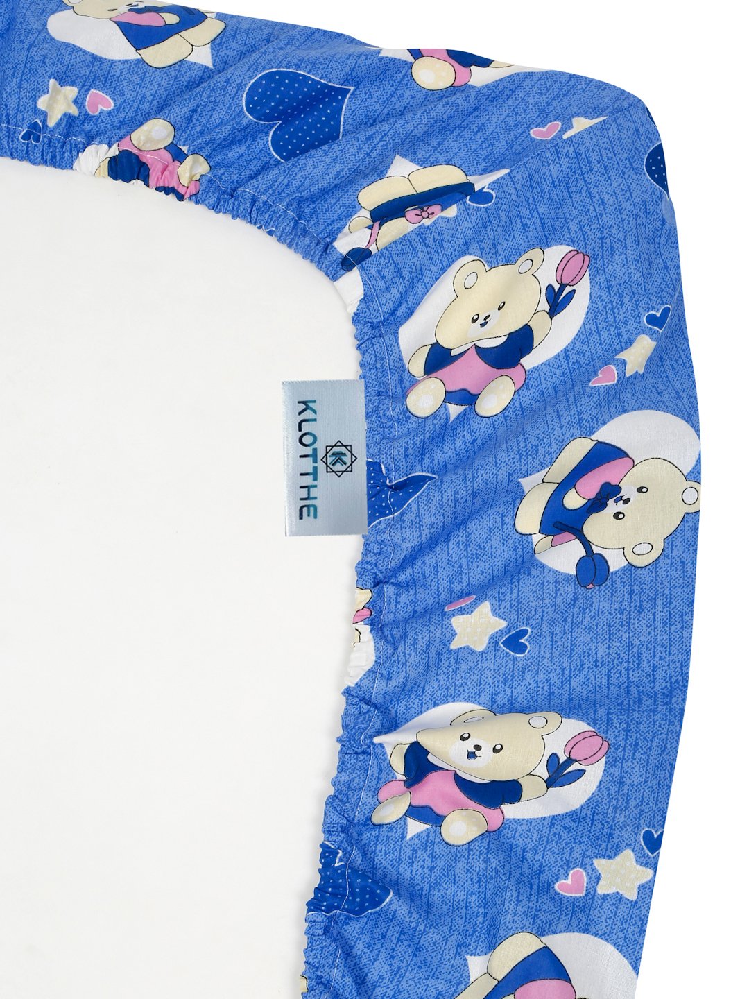 Blue Cartoon Characters 400 TC Pure Cotton Fitted Double Bedsheet with 2 Pillow Covers