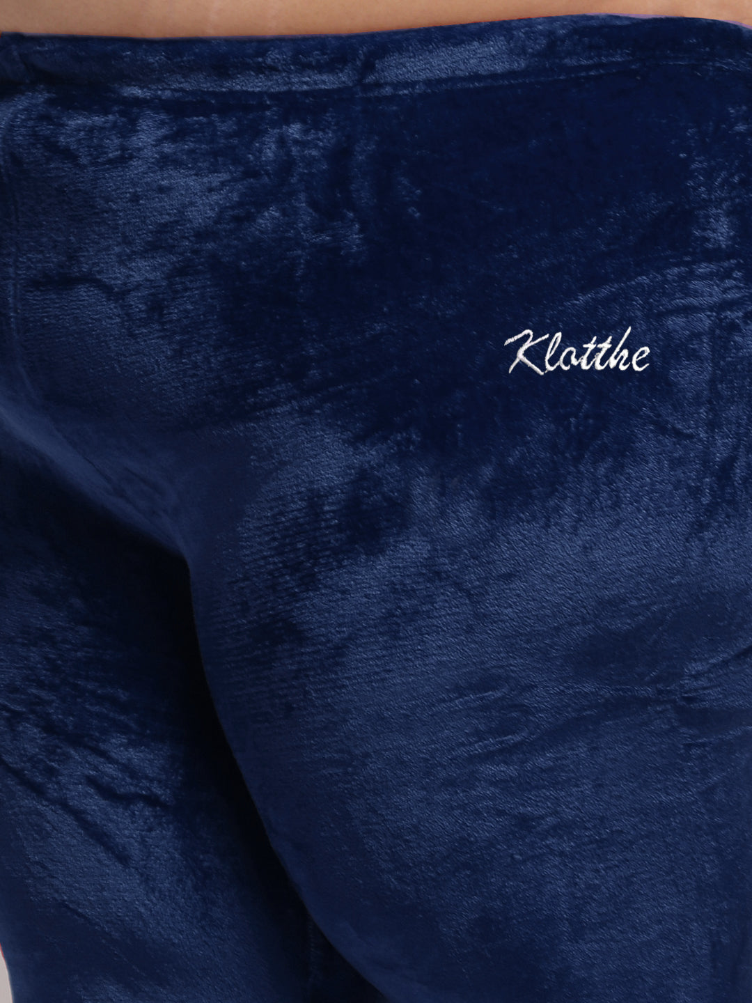 Klotthe Women Blue Solid Wool Blend Night Suit
