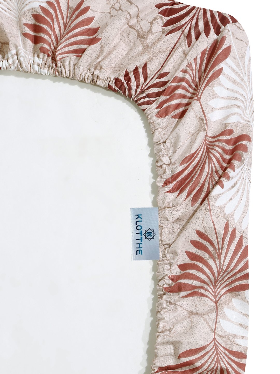Beige Floral 400 TC Pure Cotton Fitted Double Bedsheet with 2 Pillow Covers