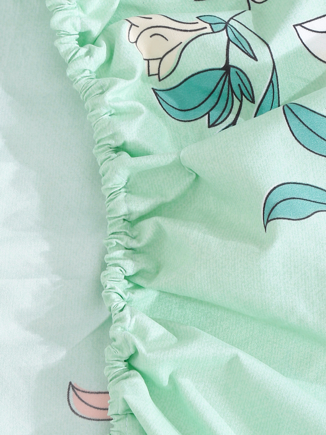 Klotthe Multi Floral 300 TC Cotton Blend Elasticated Double Bedsheet with 2 Pillow Covers