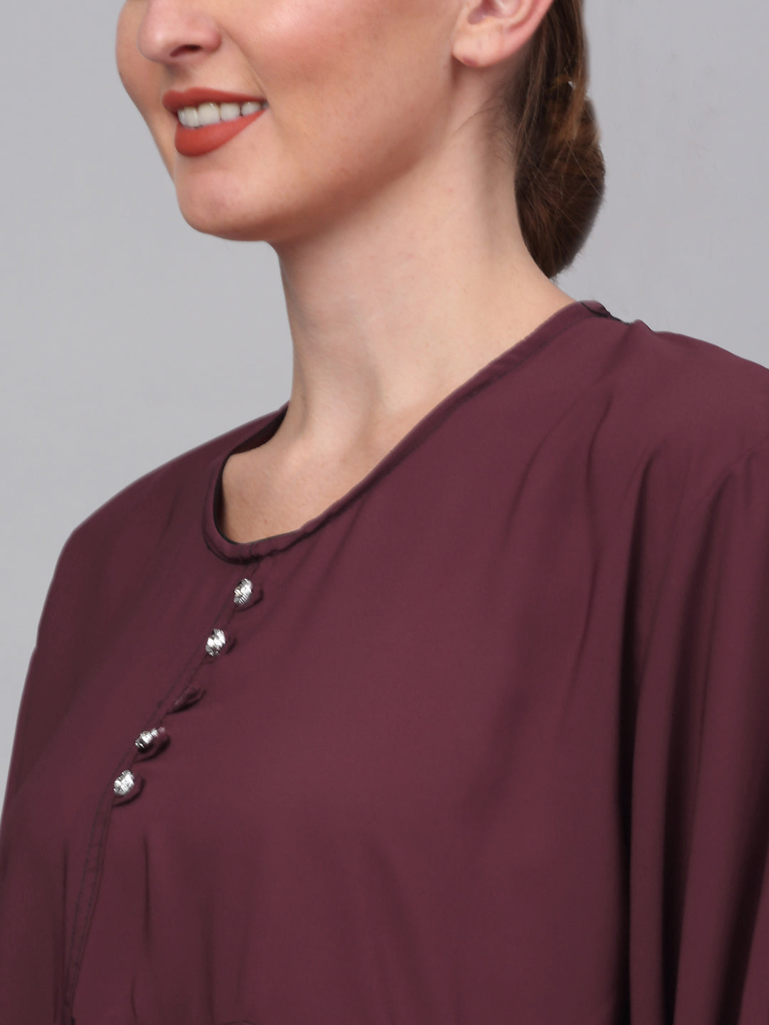 Klotthe Women Maroon Embellished Burqa With Scarves