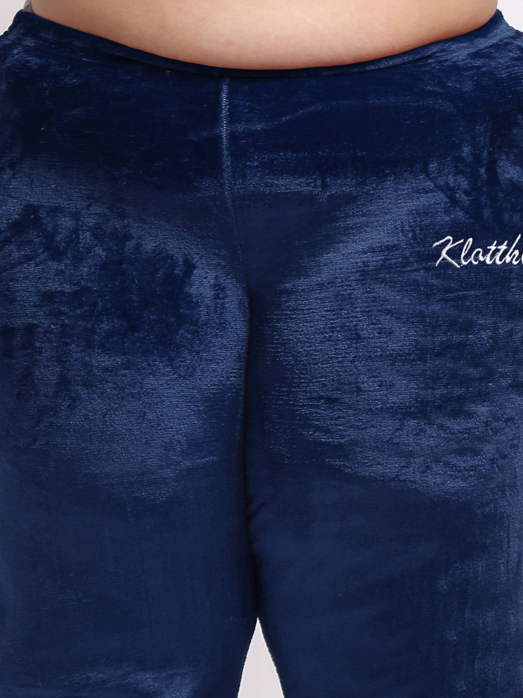 Klotthe Women Blue Solid Wool Blend Hooded Night Suit
