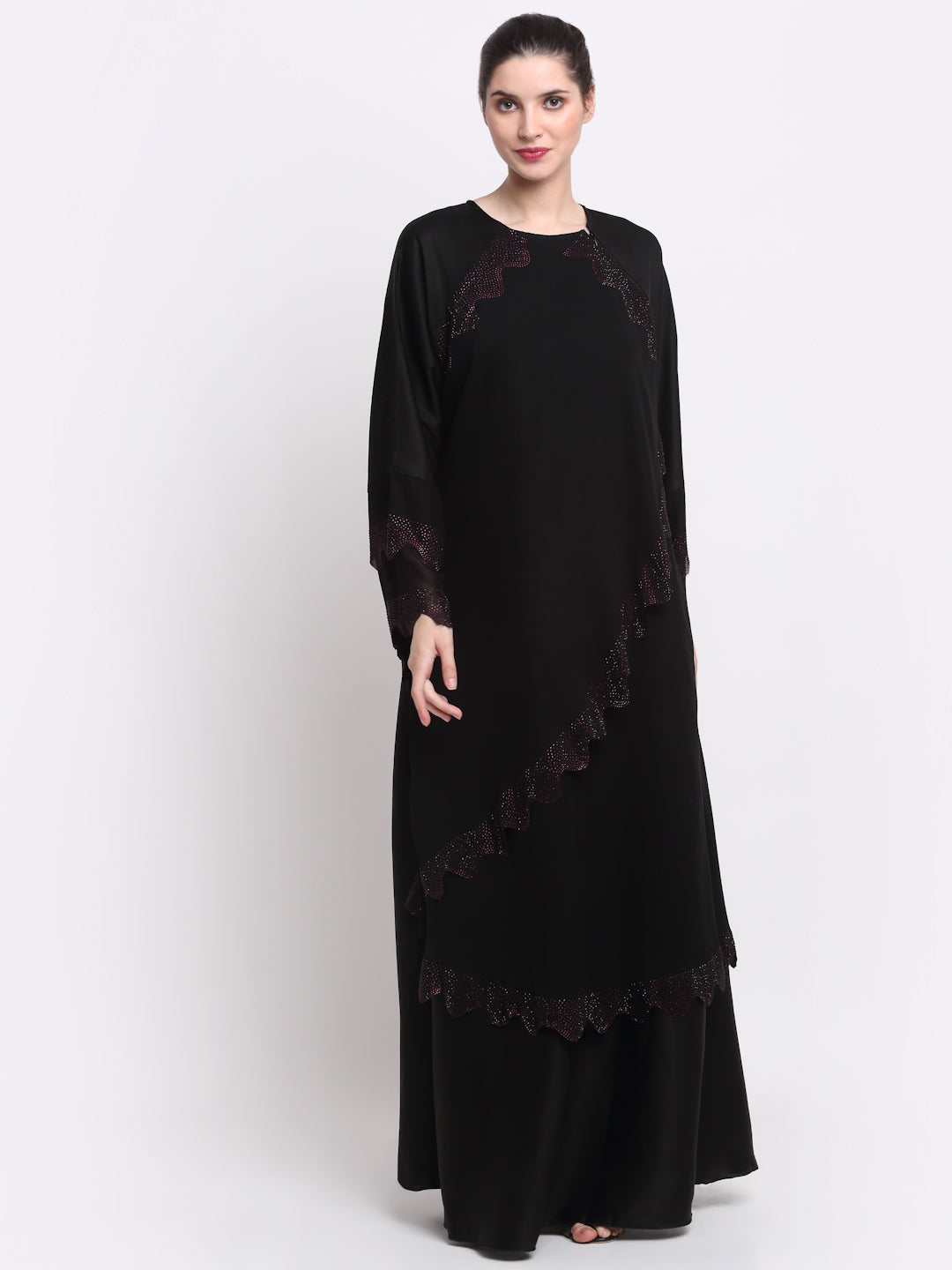 Klotthe Women Black Solid Burqa With Scarf