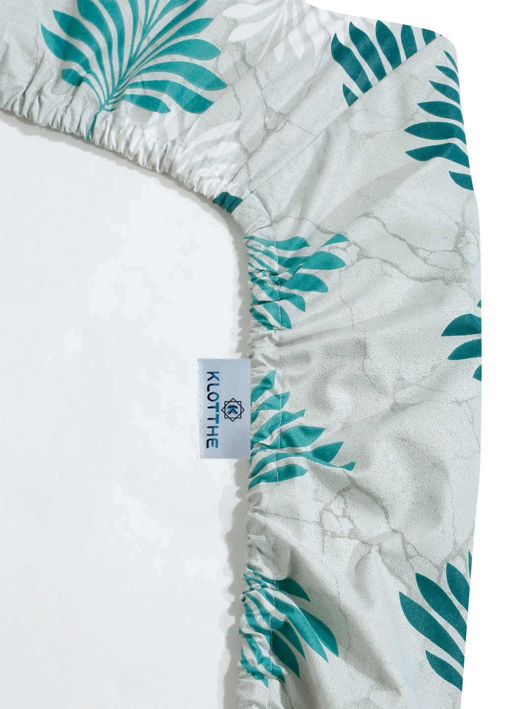 Green Floral 400 TC Pure Cotton Fitted Double Bedsheet with 2 Pillow Covers